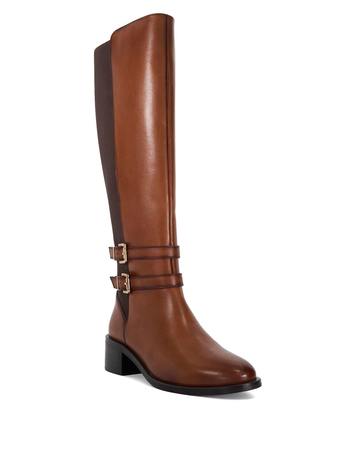 dune-london-tatter-leather-buckle-detail-knee-high-boot-tanstillFront