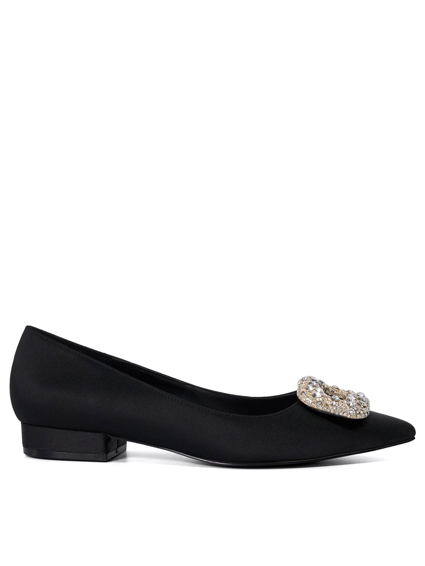 dune-london-habina-pointed-flat-satin-shoe-blackfront