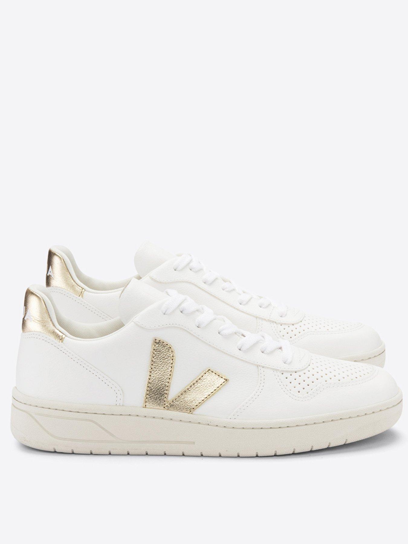 Veja Womens V-10 Trainers White/Gold Very Ireland