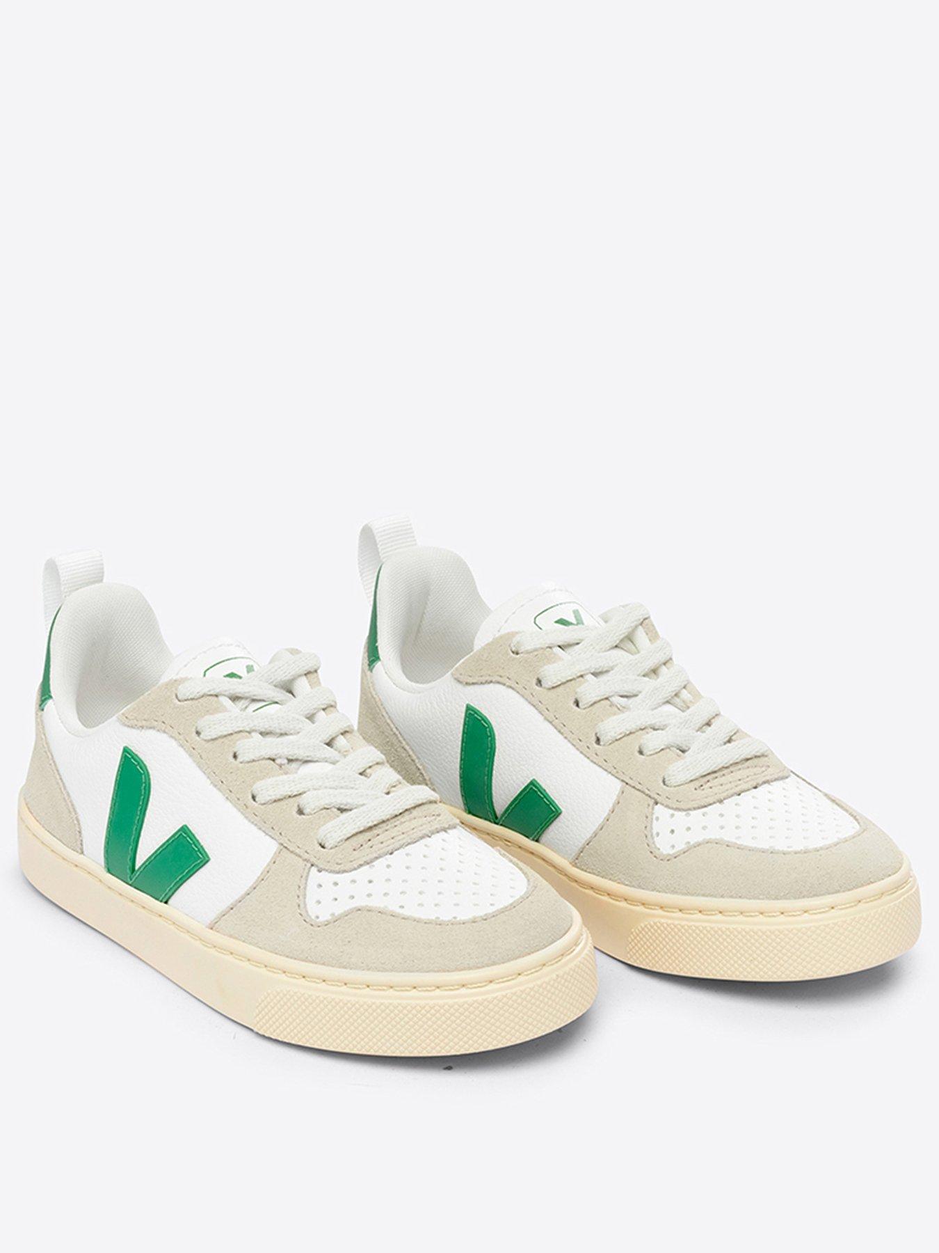 veja-junior-small-v-10-laces-trainers-whitegreenstillFront