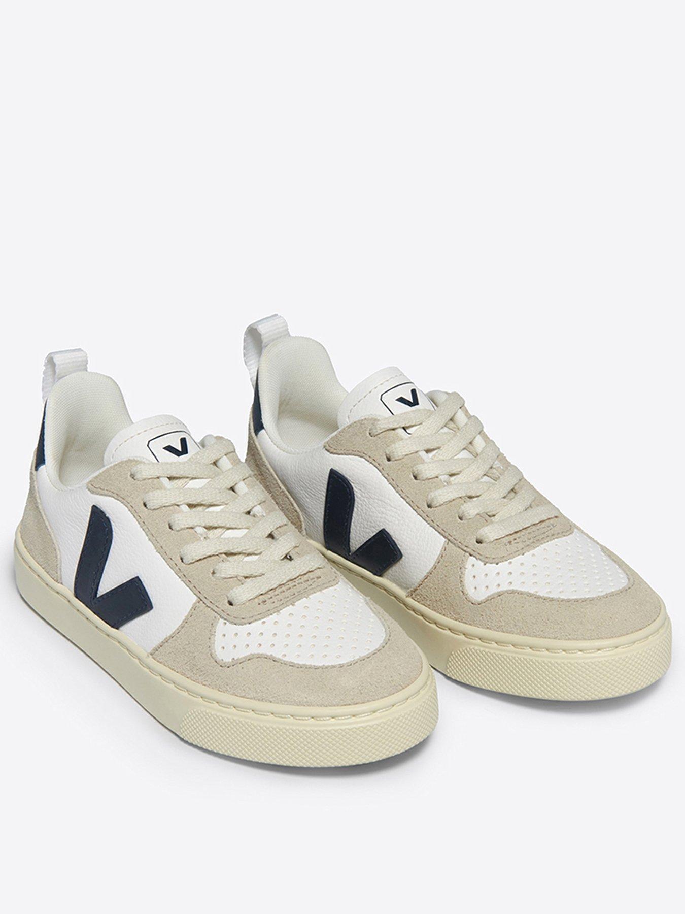 veja-junior-small-v-10-laces-trainers-whitenavystillFront