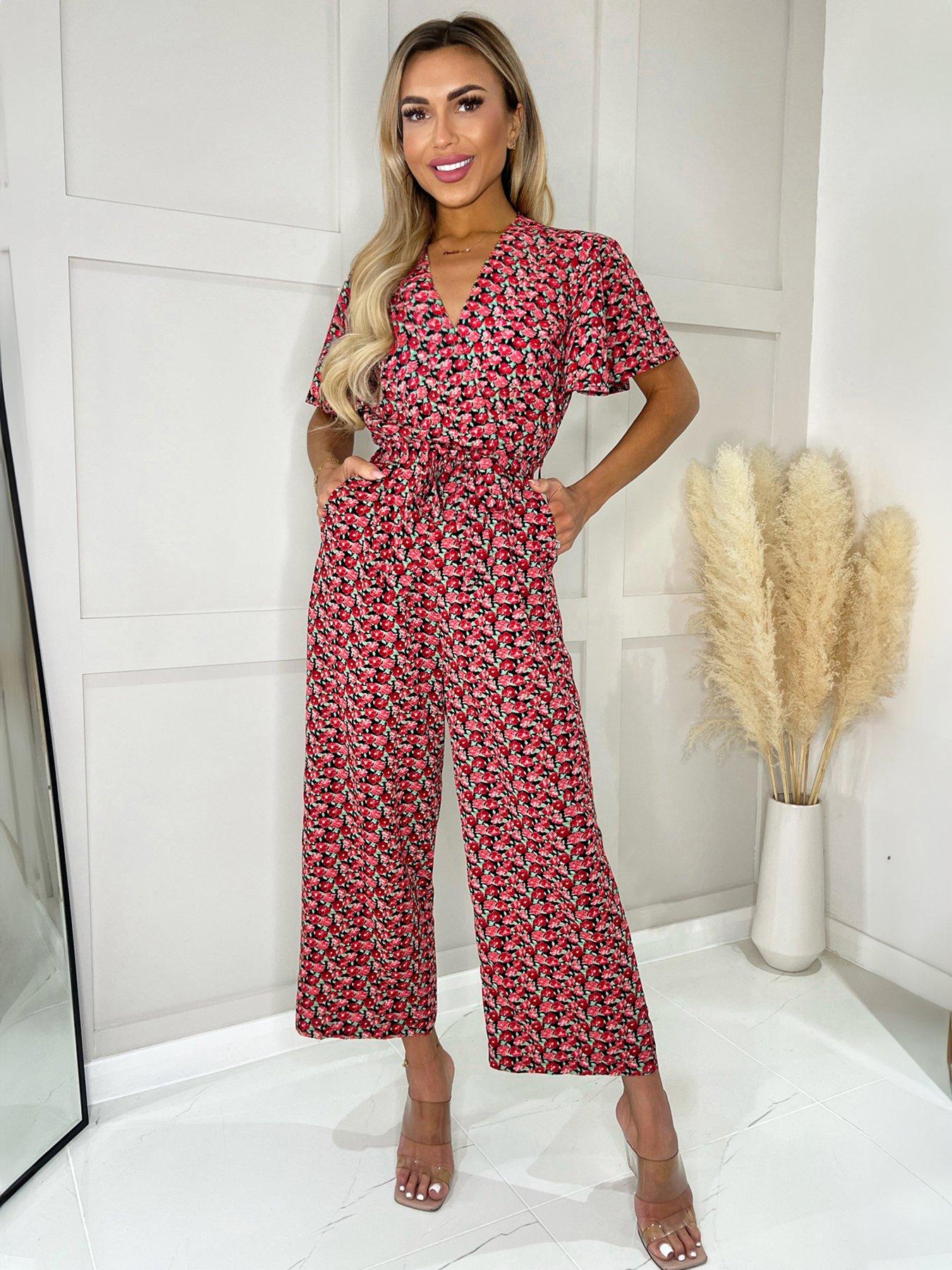 ax-paris-printed-sleeve-belted-jumpsuit-multi