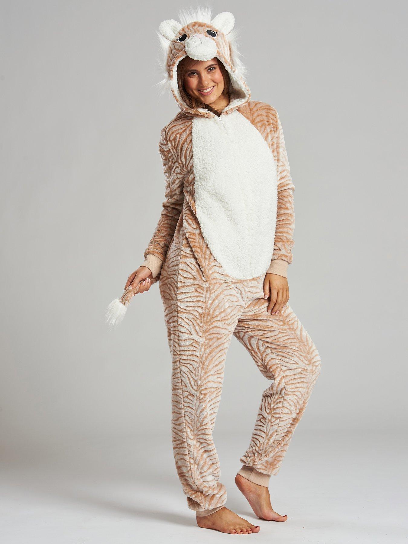 loungeable-loungeable-tiger-luxury-fleece-all-in-one-beigeback