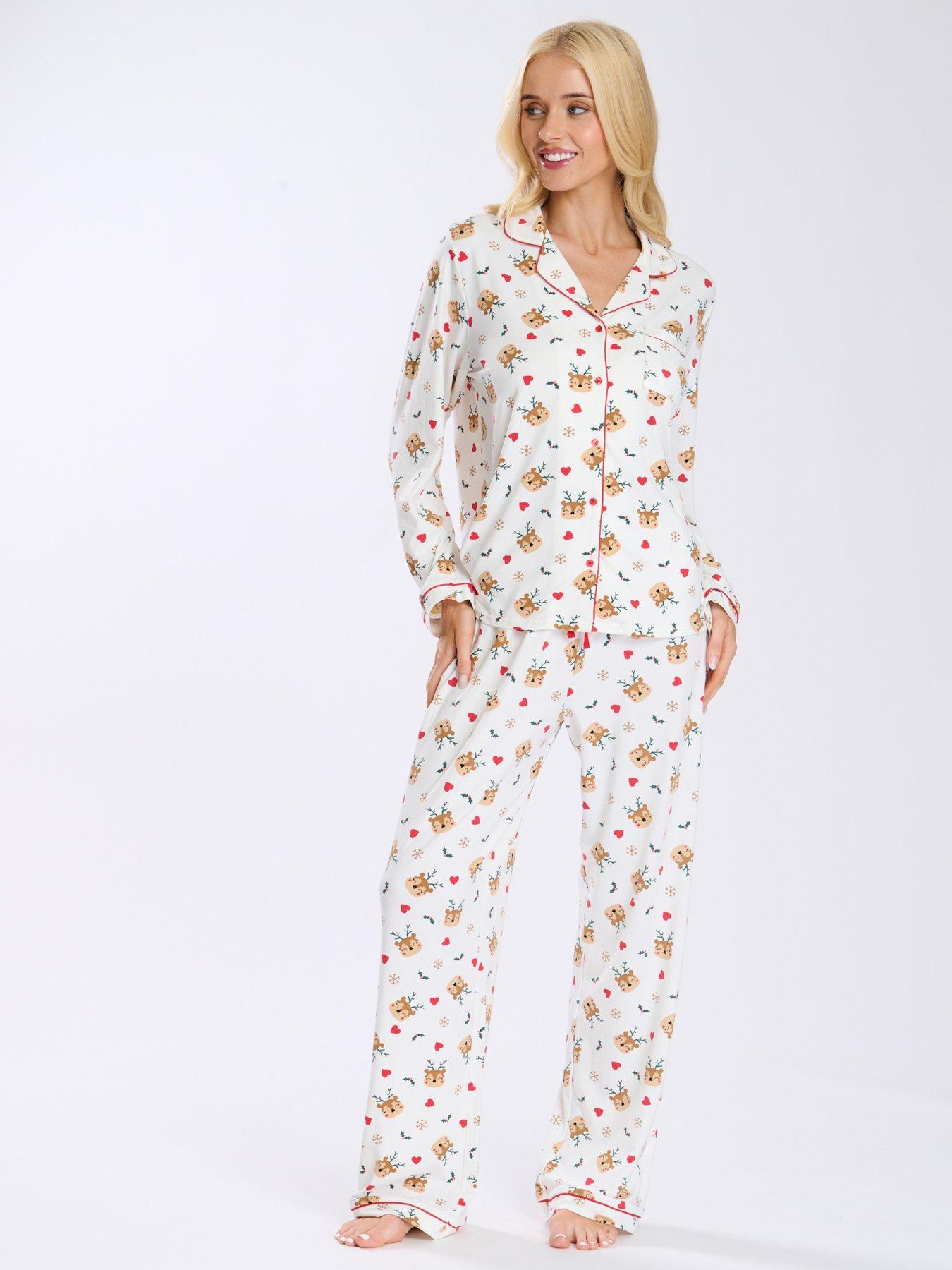 loungeable-loungeable-cute-reindeer-button-shirt-amp-long-pant-pj-set-multi-creamback