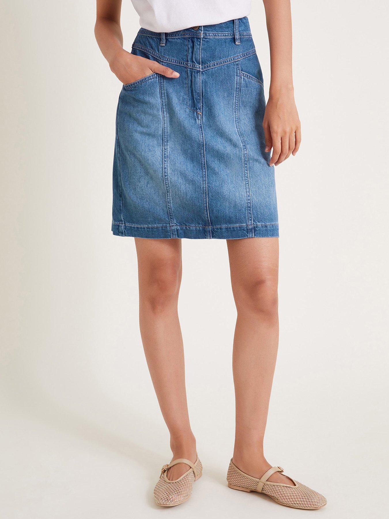 Monsoon blue 73 denim skirt best sale