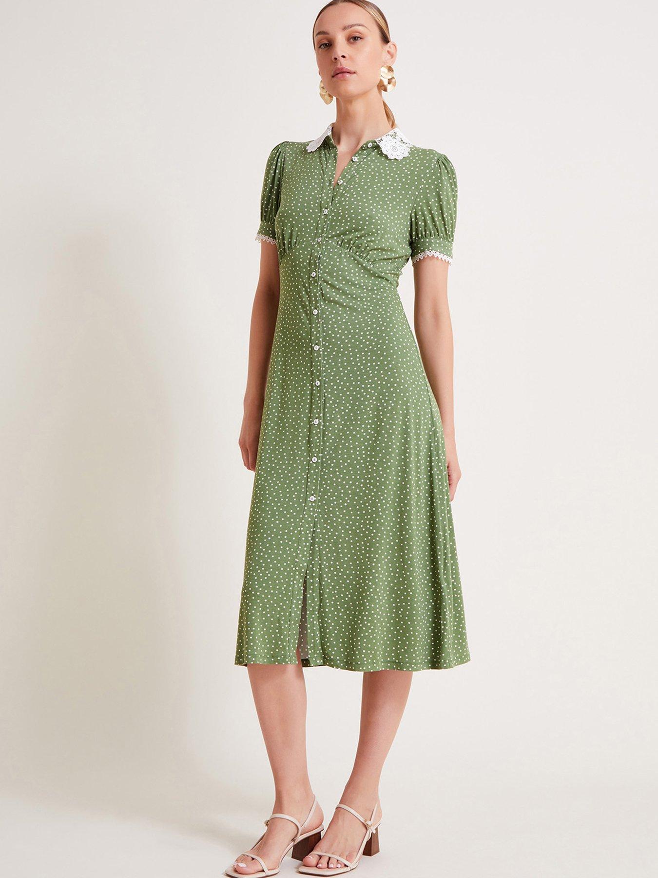 Image 1 of 6 of Monsoon Clea Spot Jersey Dress