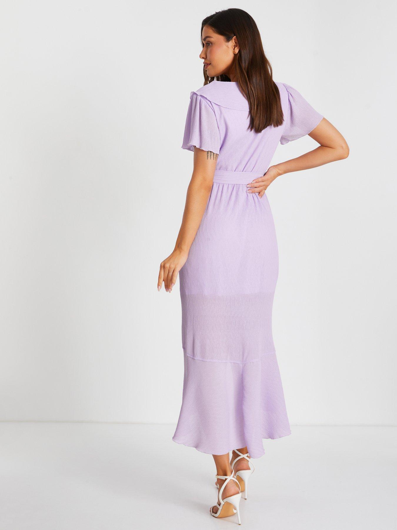 quiz-lilac-crinkle-v-neck-frill-midaxi-dressstillFront