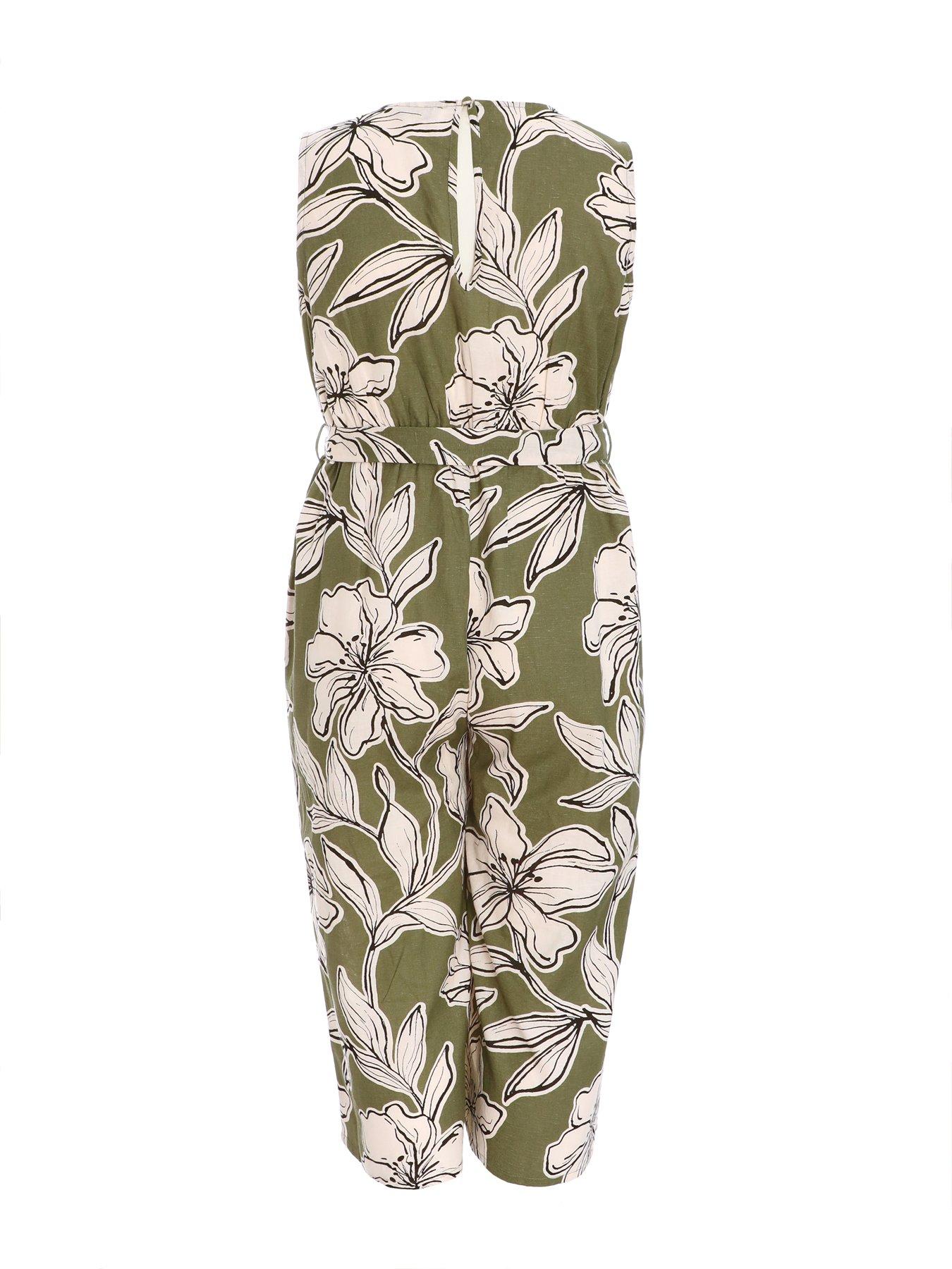 quiz-curve-khaki-tropical-print-wrap-jumpsuitdetail