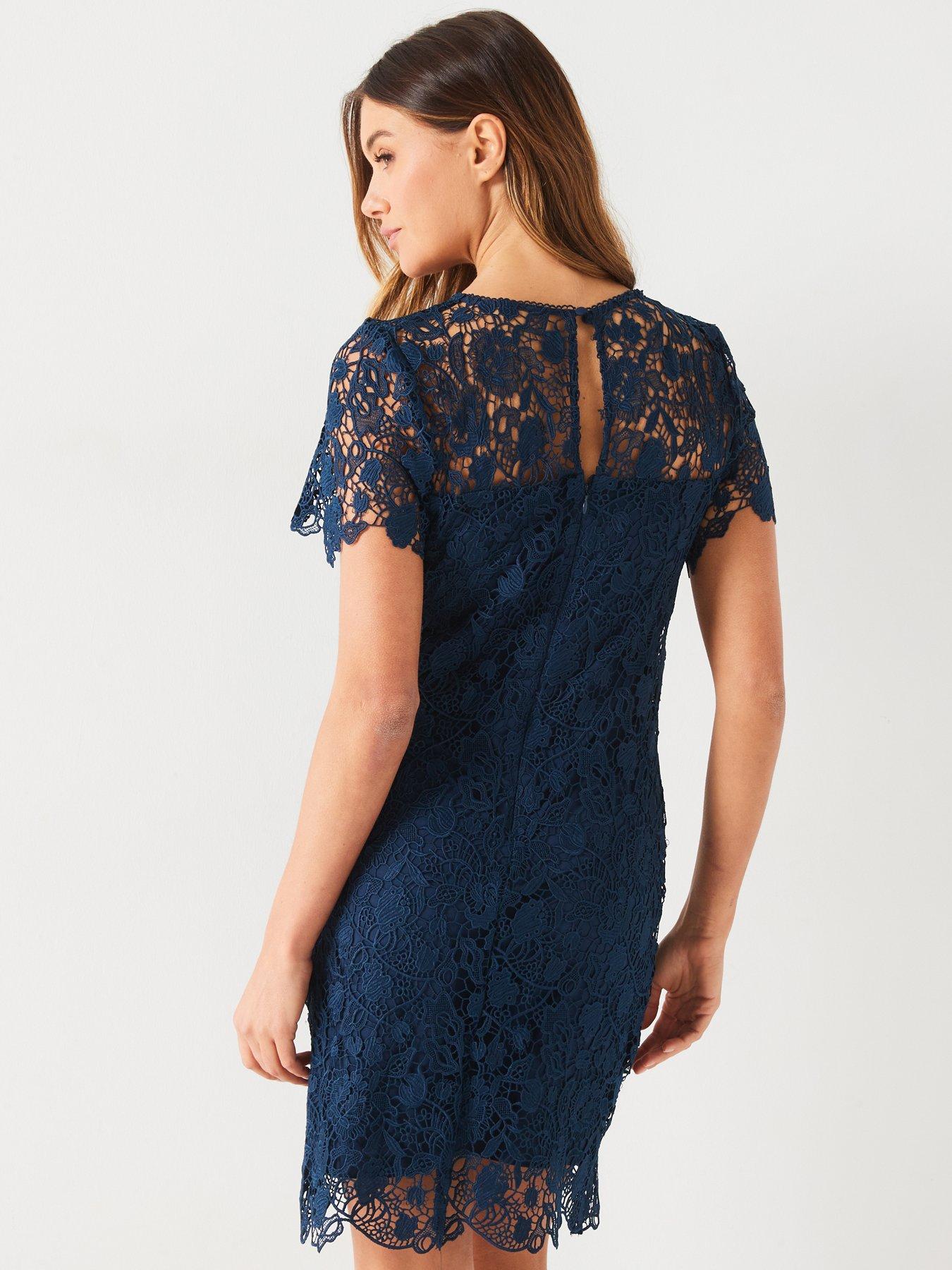 v-by-very-guipure-lace-mini-shift-dress-navystillFront