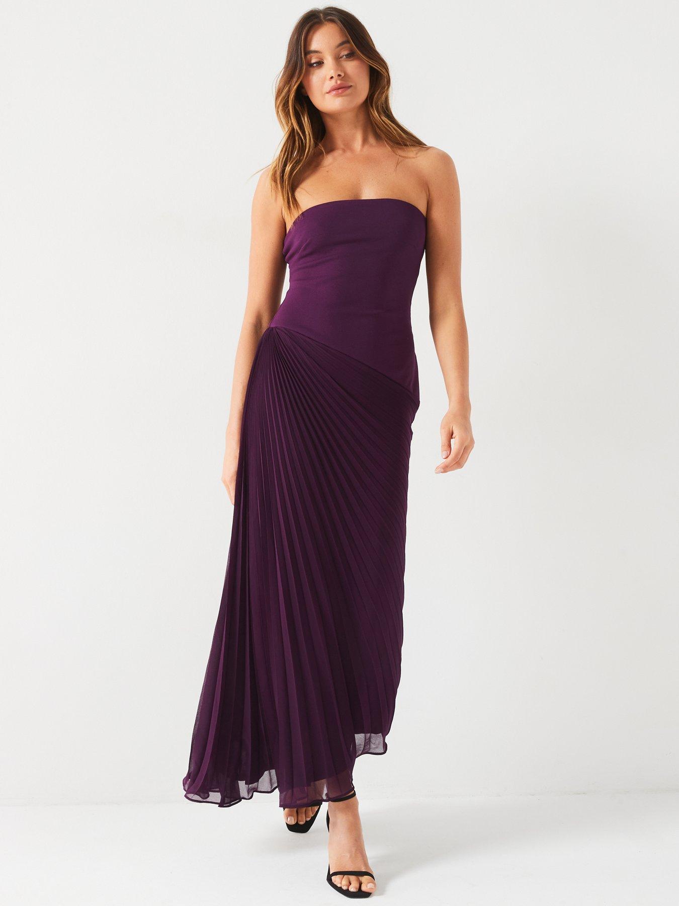 v-by-very-pleated-skirt-bandeau-maxi-dress-purple