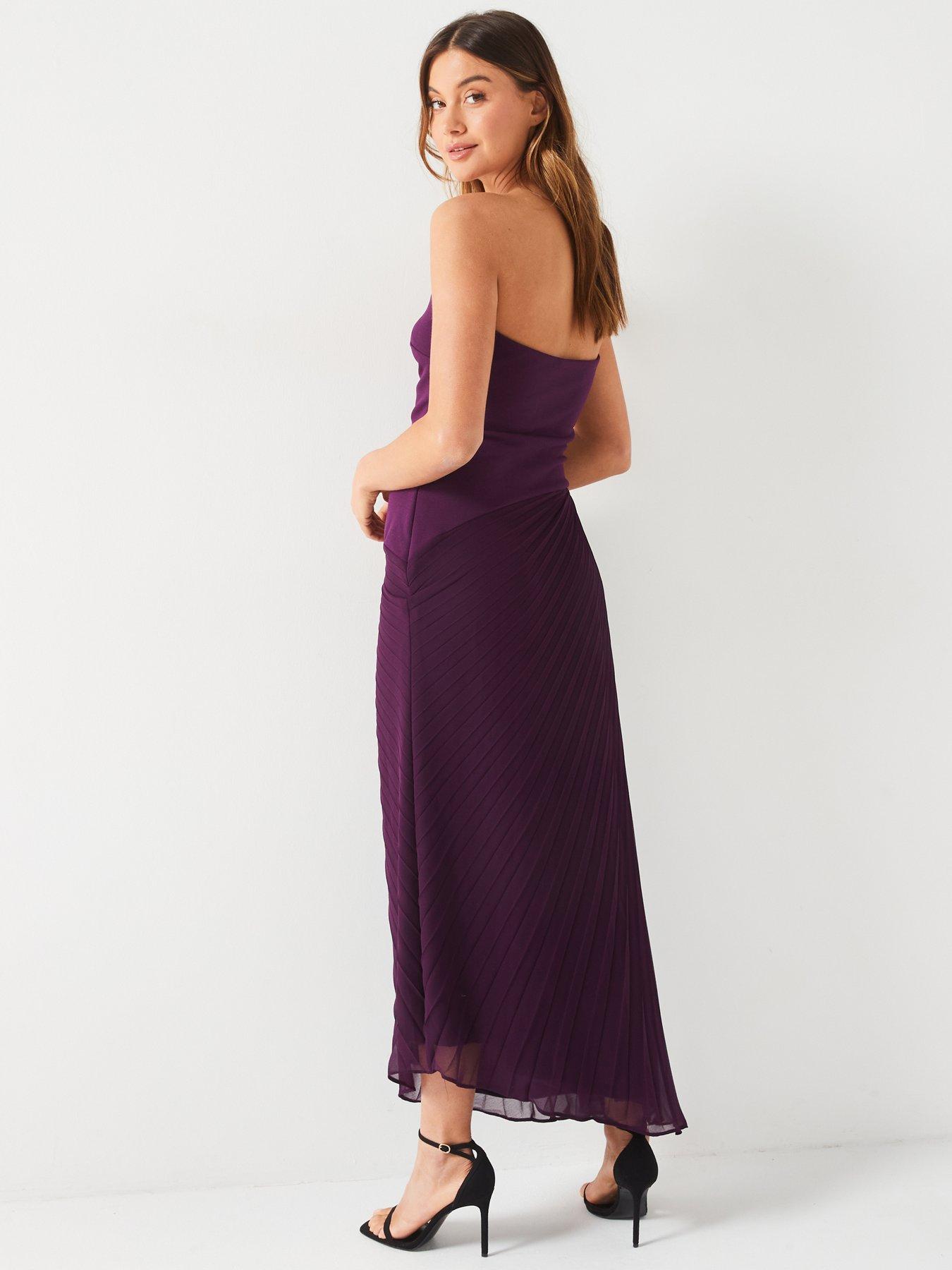 v-by-very-pleated-skirt-bandeau-maxi-dress-purplestillFront