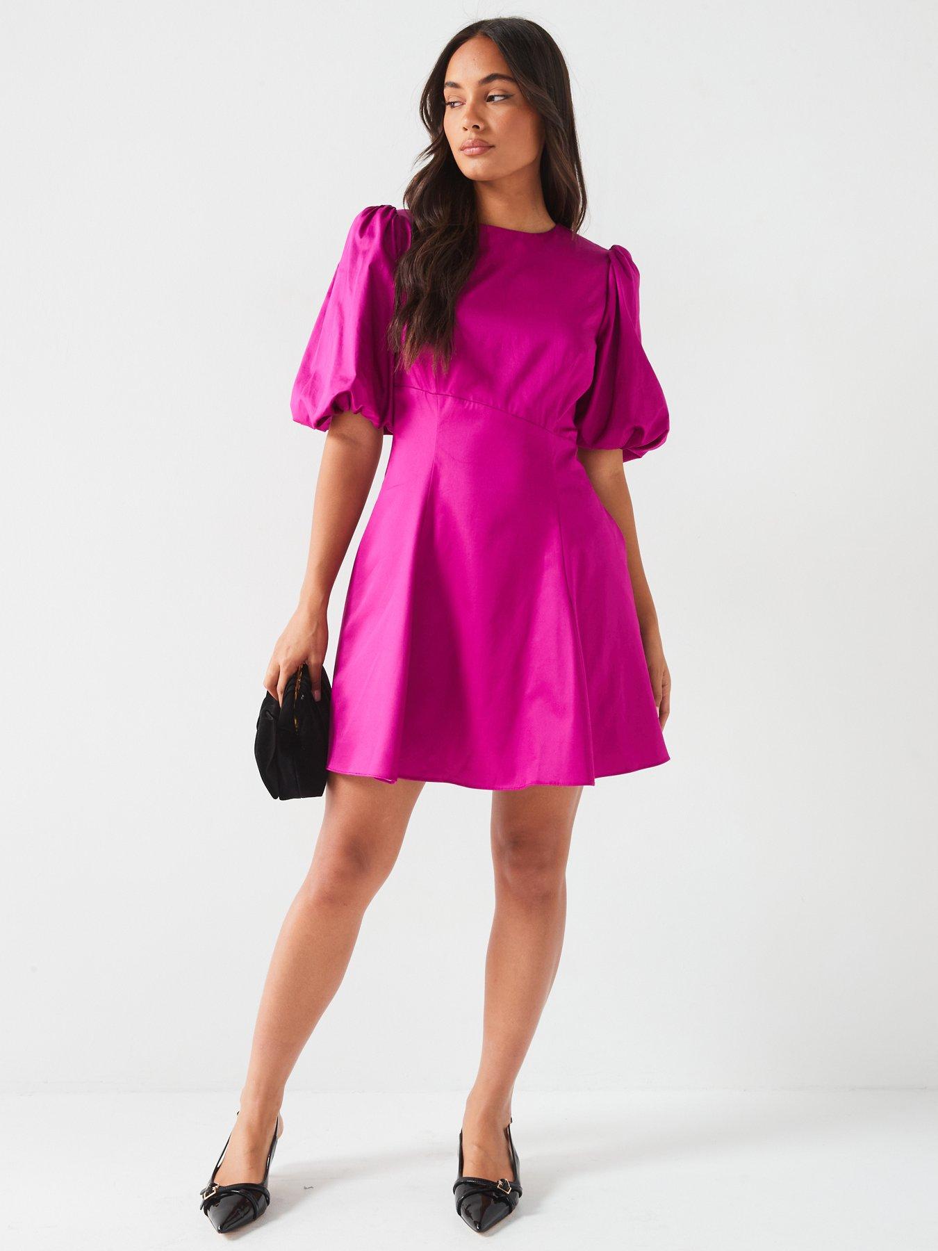 v-by-very-x-carol-byrnenbsppuff-sleeve-skater-mini-dress-pinkback