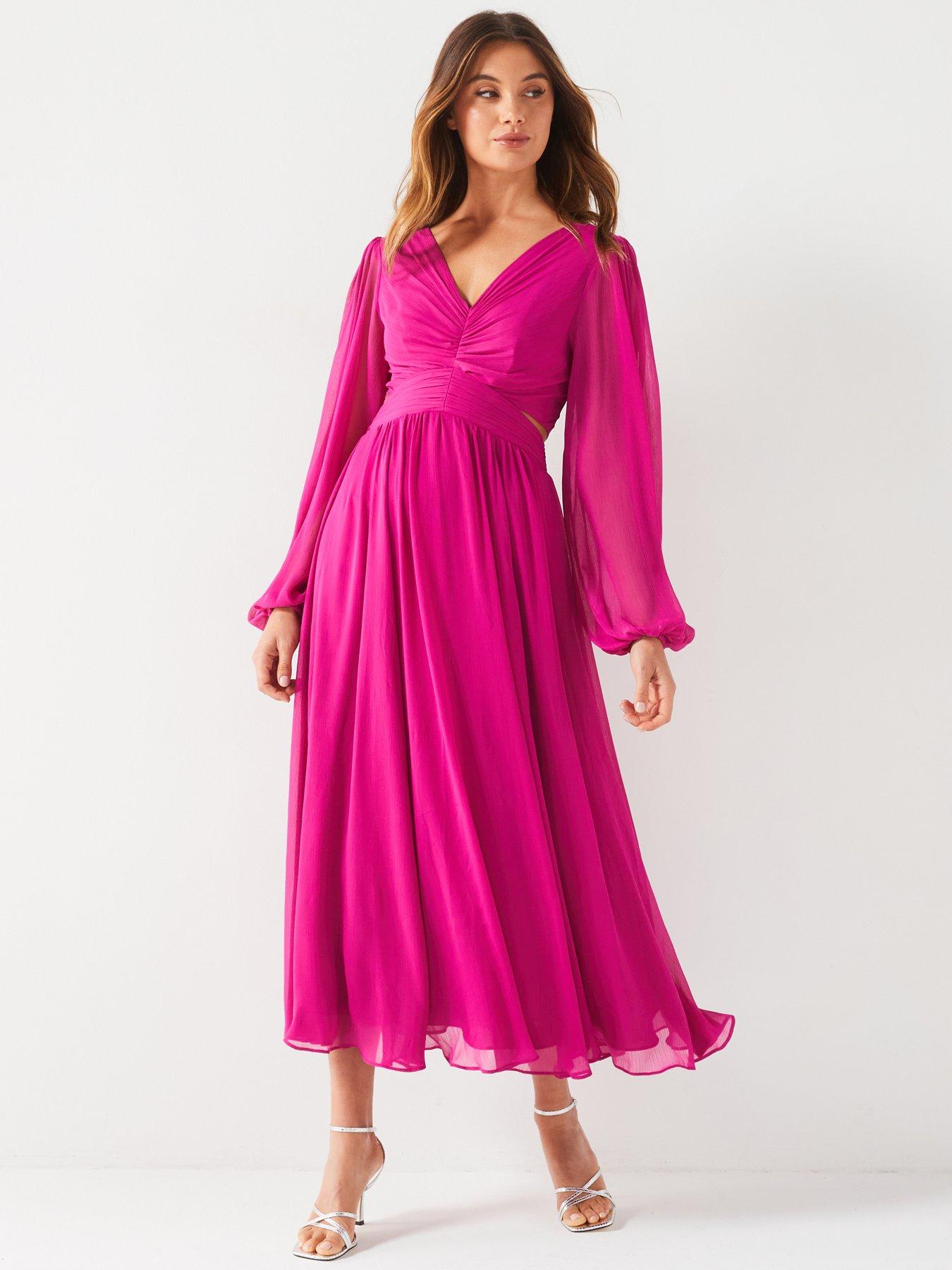 undefined Cut Out Detail Maxi Dress - Pink