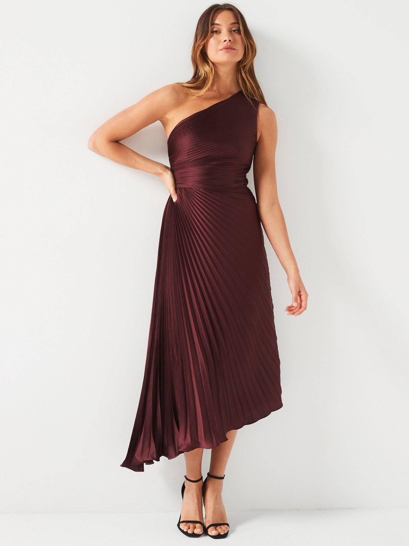 v-by-very-one-shoulder-pleated-satin-midi-dress-brown