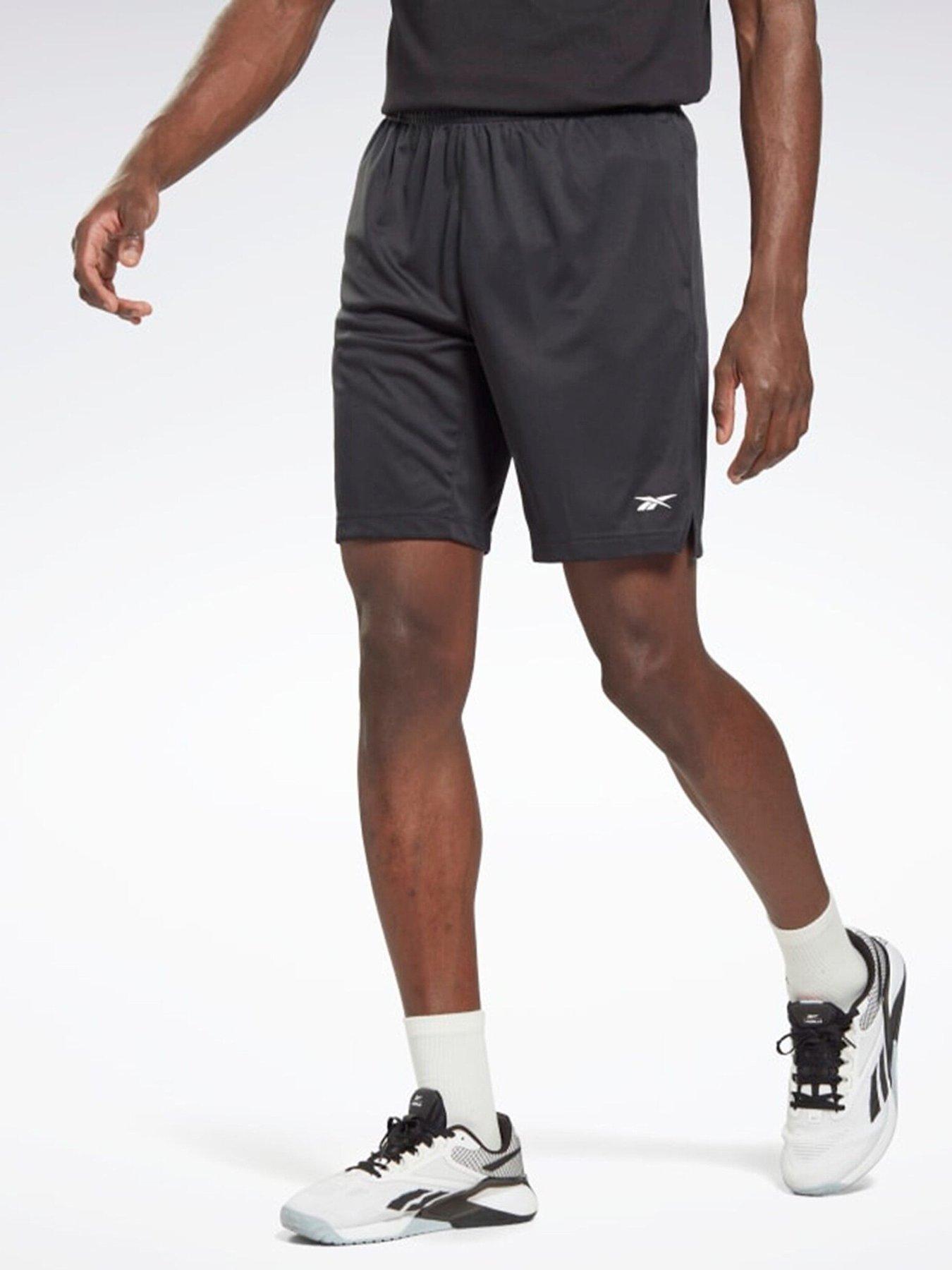 reebok-mens-training-knit-shorts-blackfront