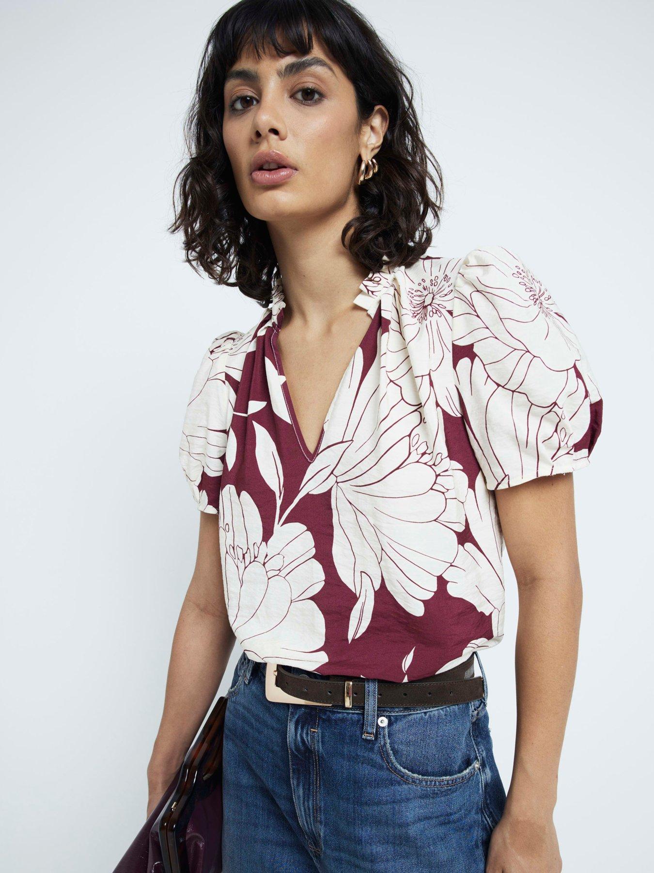 river-island-floral-print-v-neck-blouse-dark-red