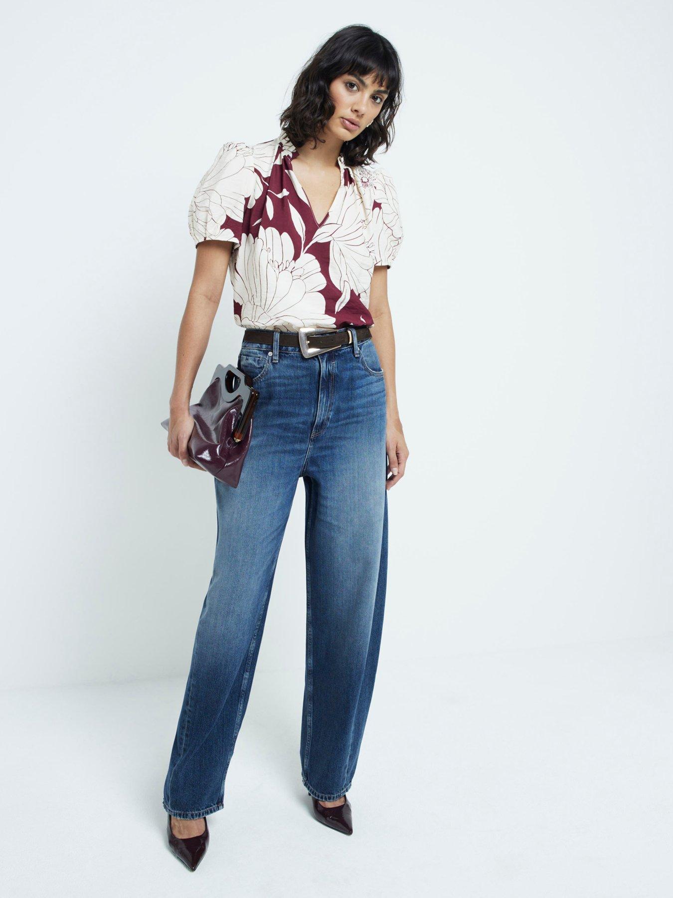 river-island-floral-print-v-neck-blouse-dark-redback