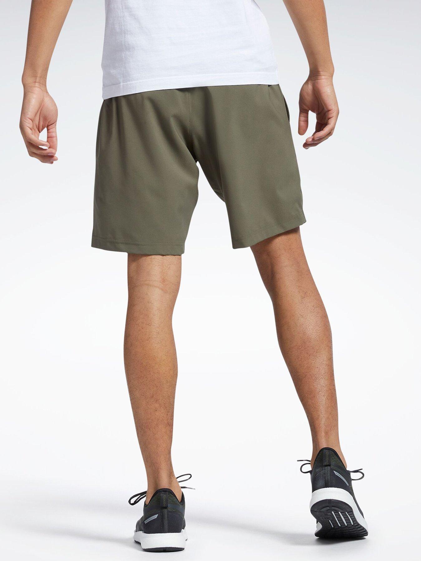 reebok-mens-training-woven-shorts-greenstillFront