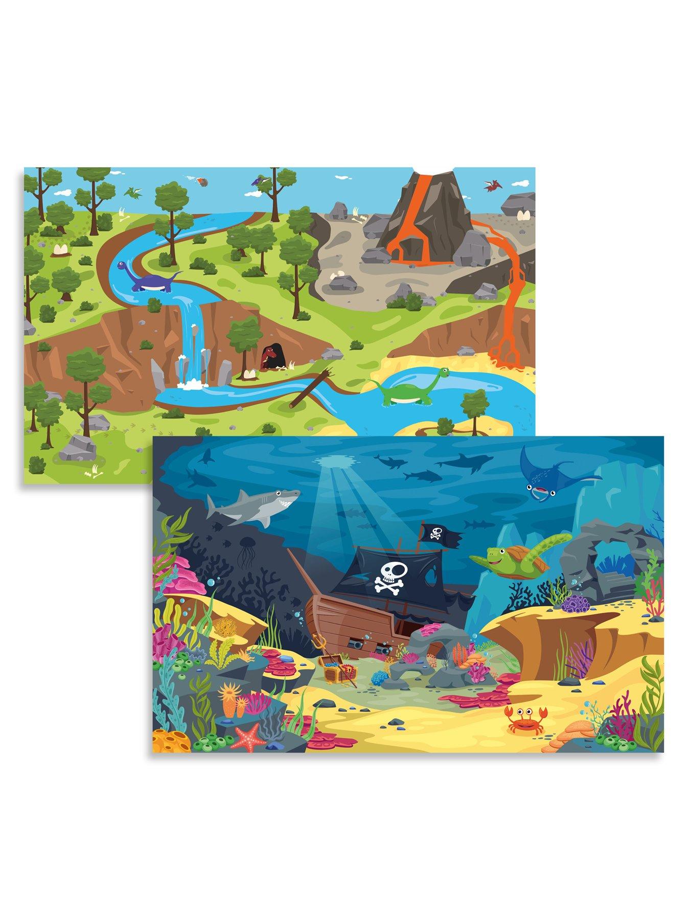 Image 7 of 7 of Playhouse Play Tray Activity Table with Sea Life and Dinosaur Play Mat Set