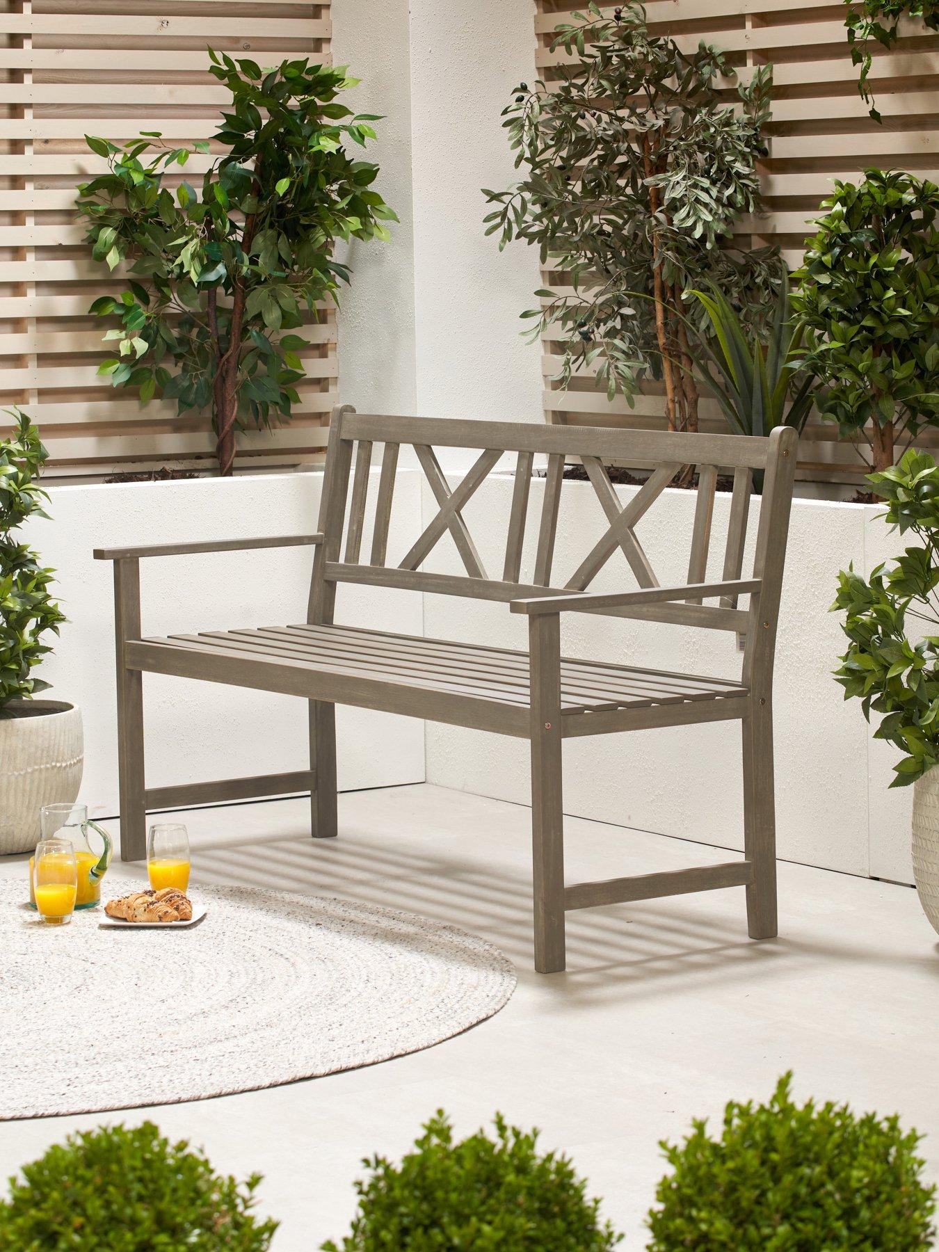 Image 1 of 7 of Pacific Lifestyle Cambridge Antique Grey Outdoor 3 Seater Acacia Wood Bench