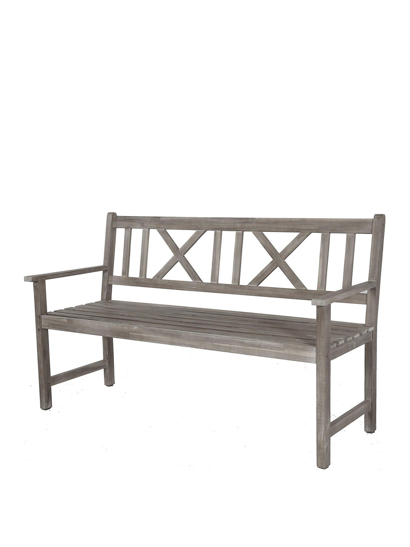 Image 3 of 7 of Pacific Lifestyle Cambridge Antique Grey Outdoor 3 Seater Acacia Wood Bench