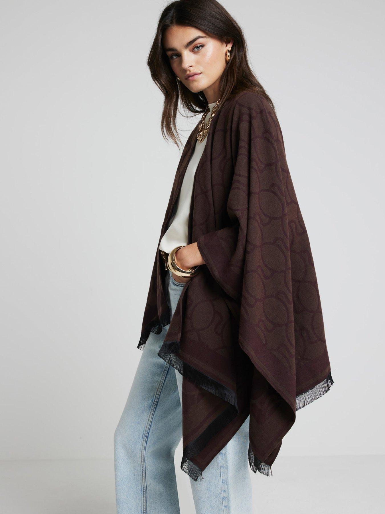 river-island-monogram-cape-dark-brownstillFront