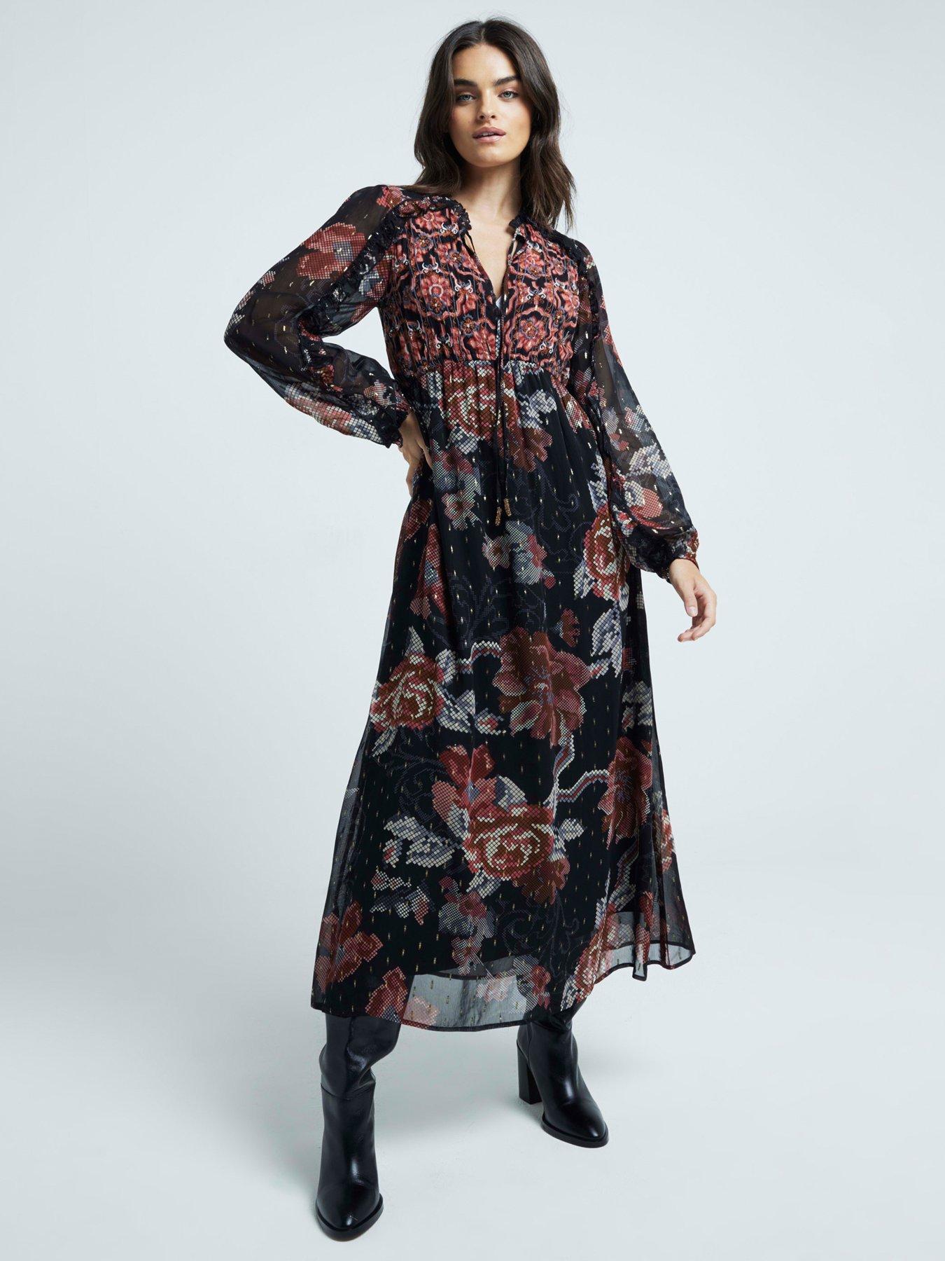 river-island-floral-smock-midi-dress-multicolour-black