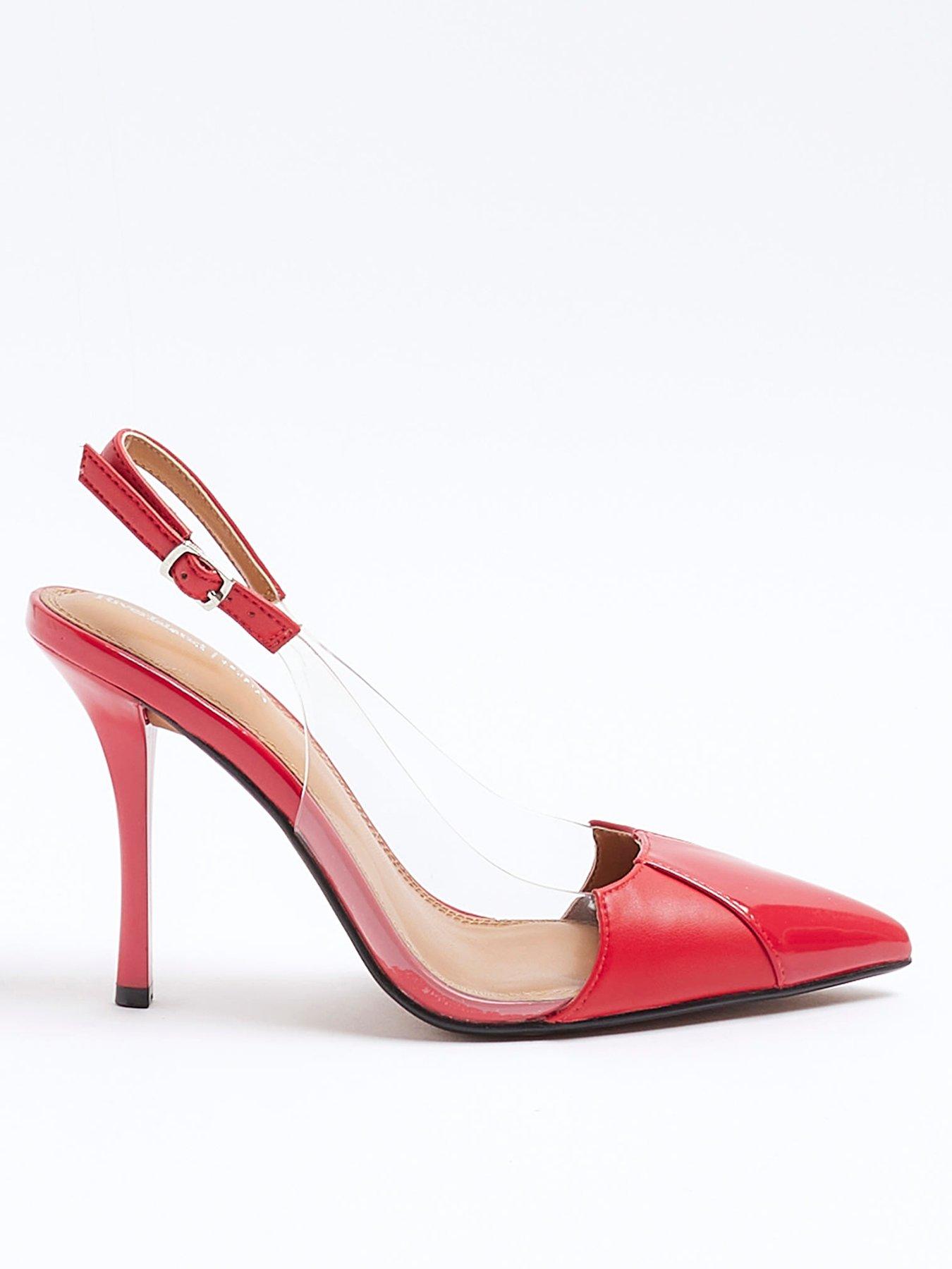 river-island-vinyl-sling-back-court-shoe-redfront