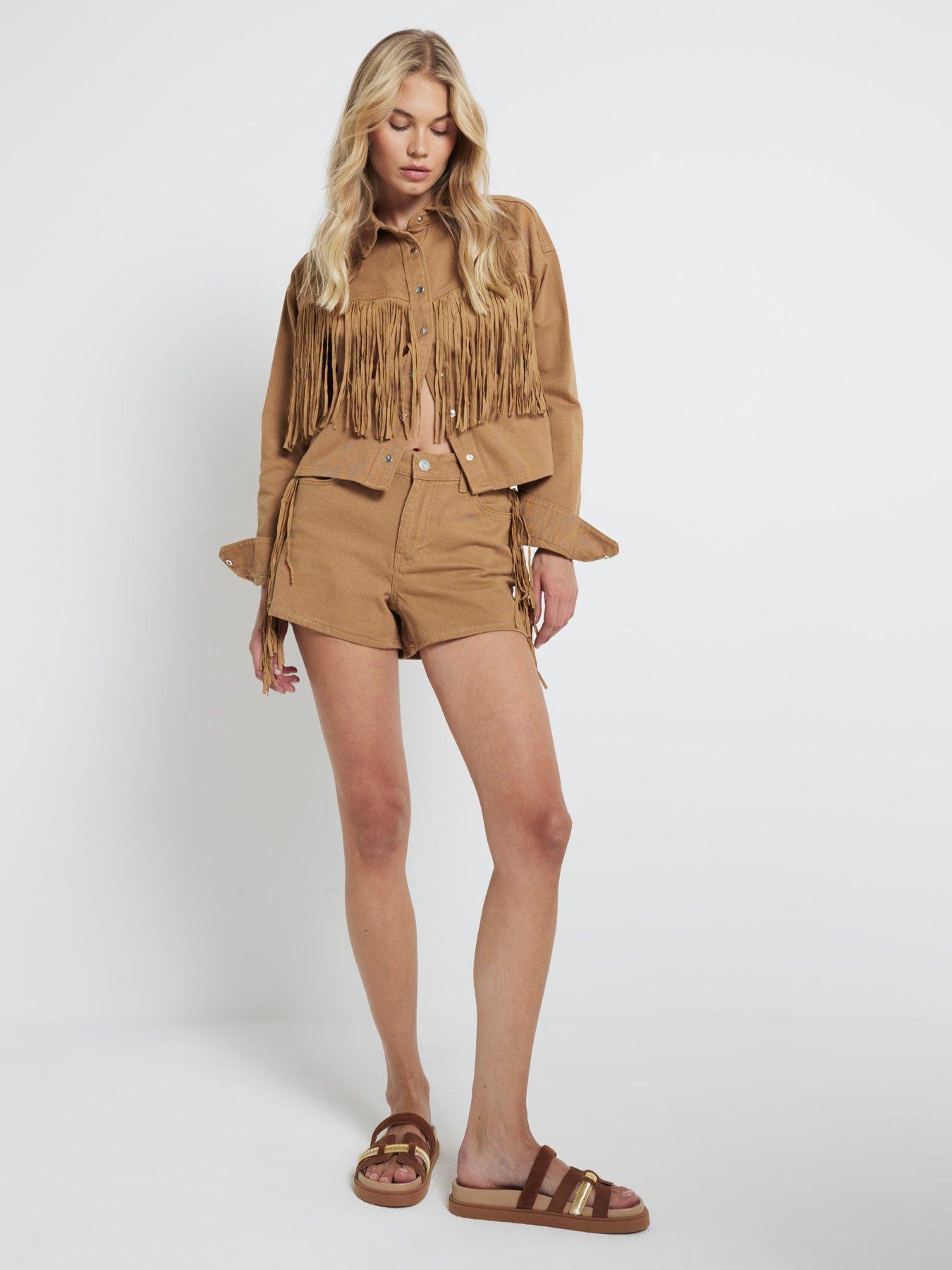 river-island-western-tassel-shirt-dark-beige