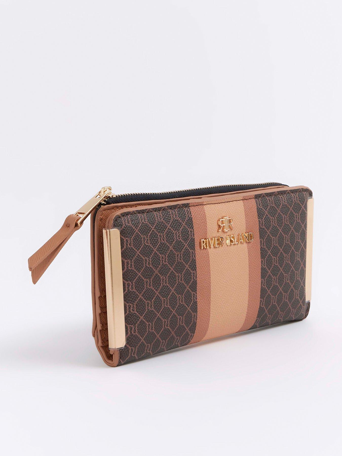 river-island-monogram-stripe-purse-dark-brownback