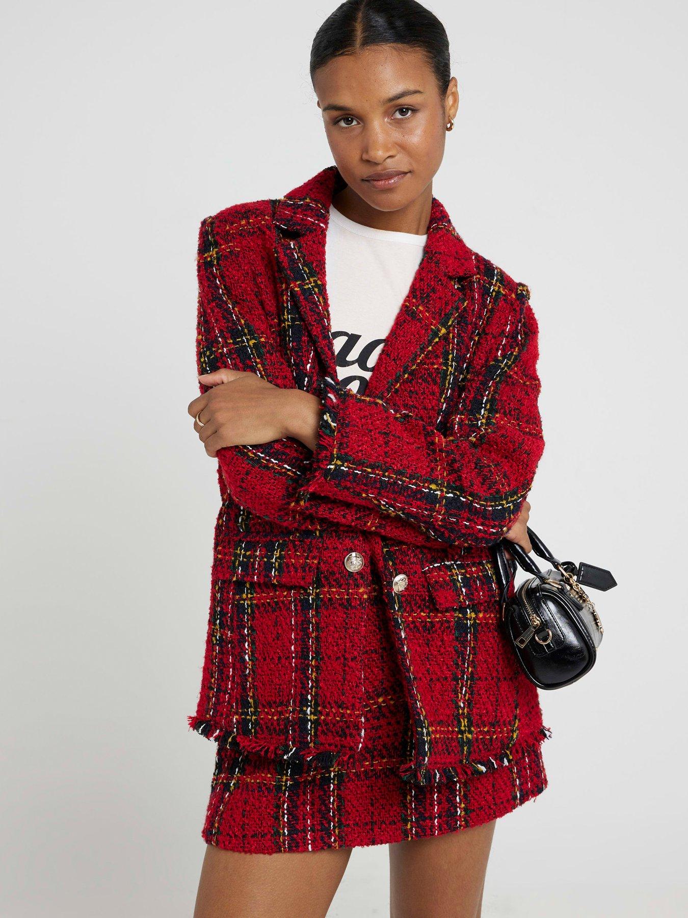 river-island-tartan-boucle-blazer-red