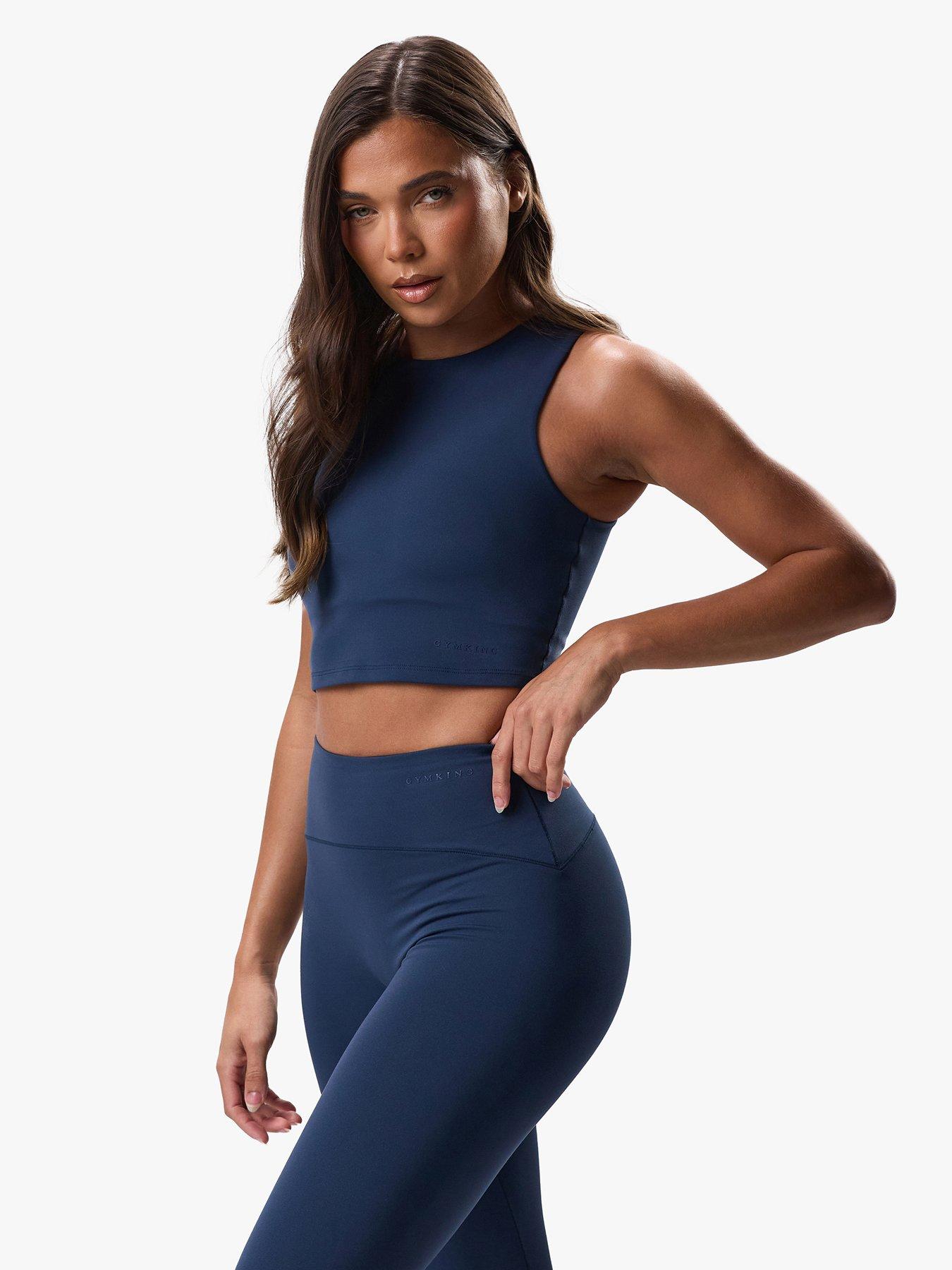 undefined Womens Peach Luxe High Neck Tank - Rich Blue