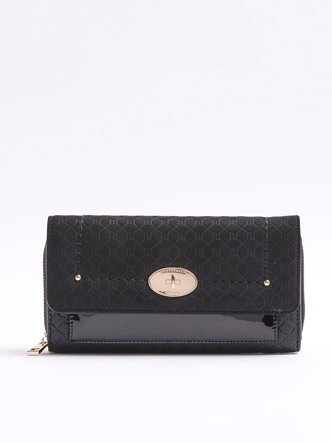 river-island-oval-lock-purse-black