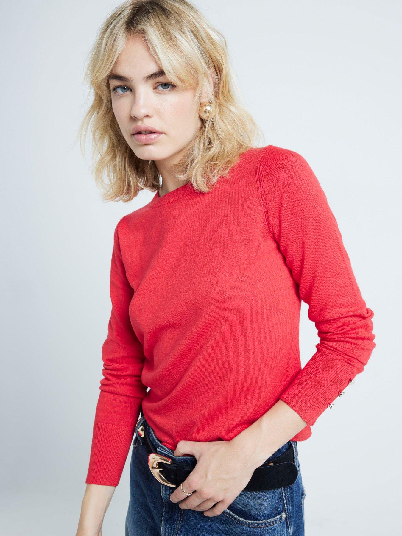 river-island-fine-knit-crew-top-red