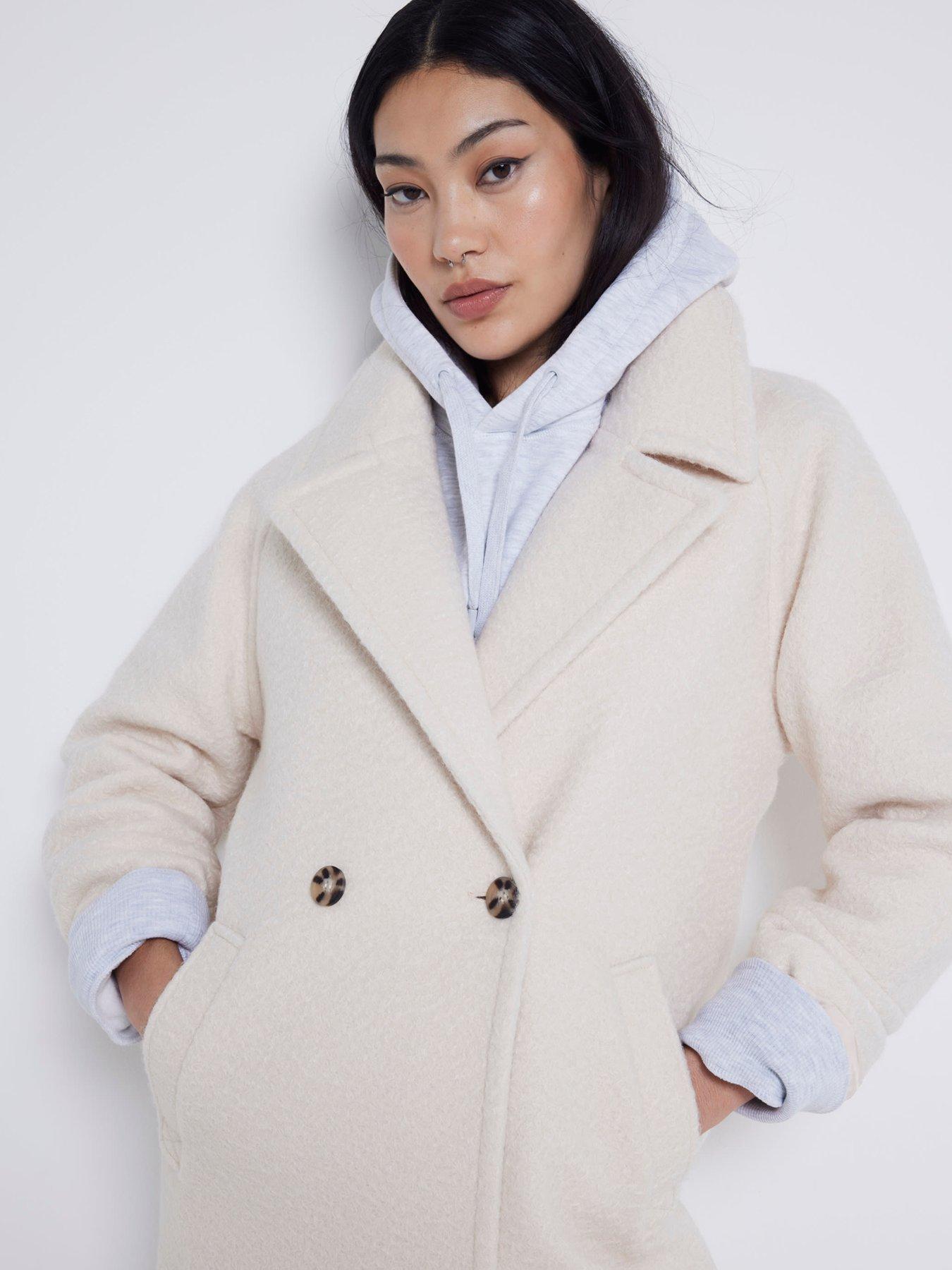 Boiled Wool Slouch Coat Cream