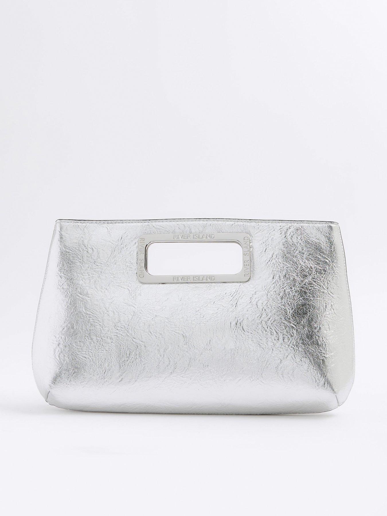 river-island-metal-handle-clutch-silver