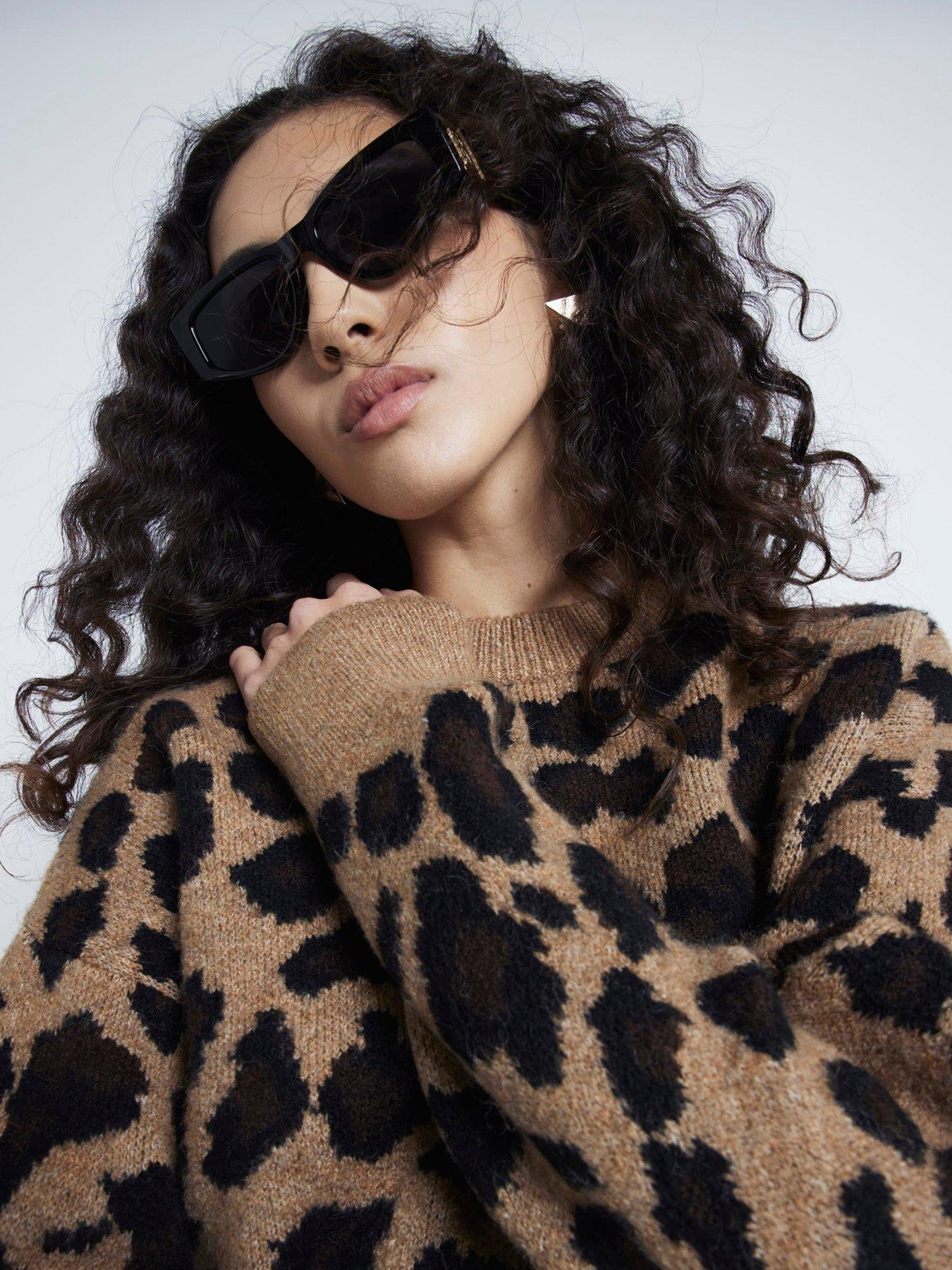 Image 4 of 6 of River Island Leopard Print Jumper - Brown
