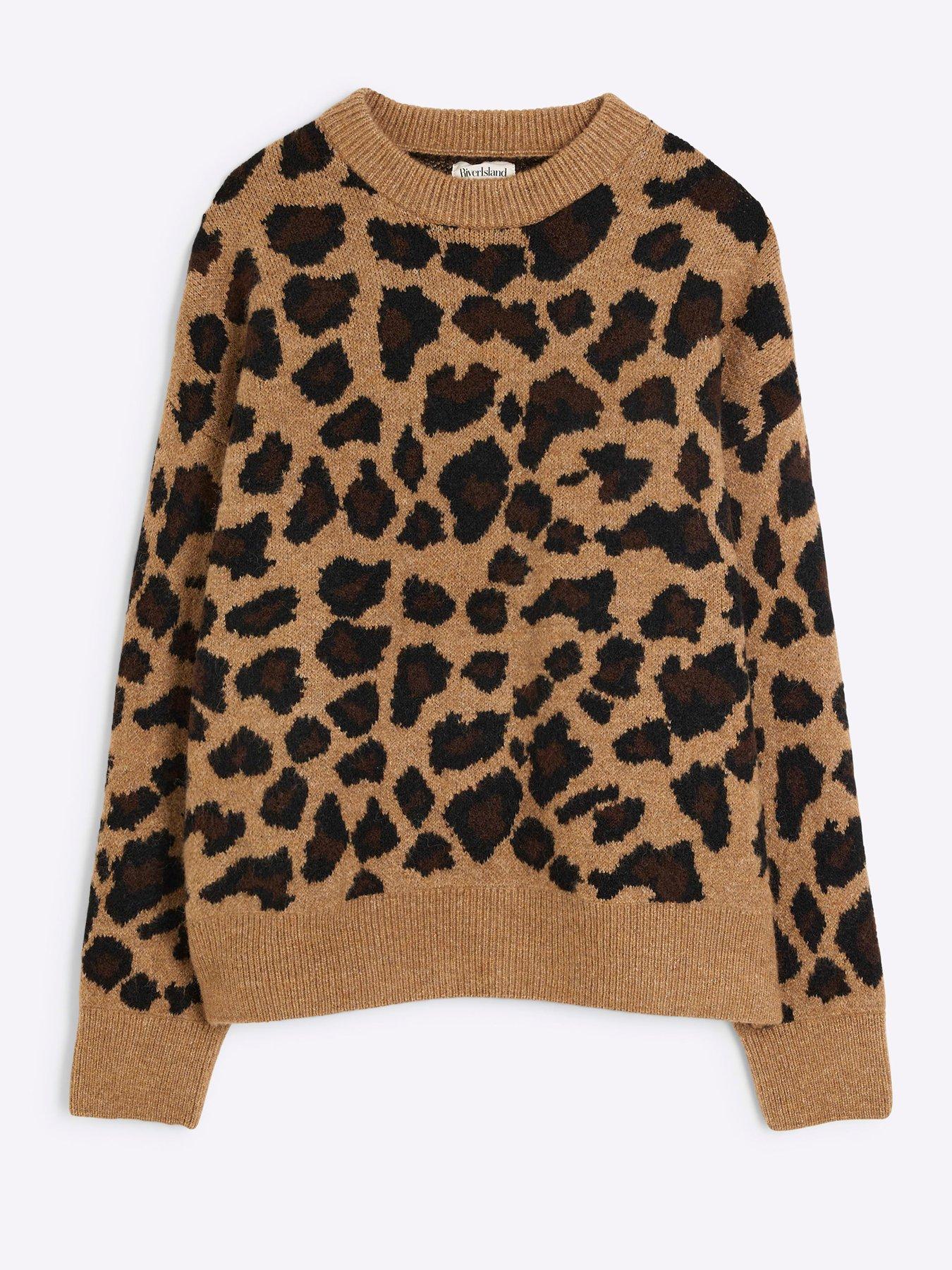 Image 5 of 6 of River Island Leopard Print Jumper - Brown