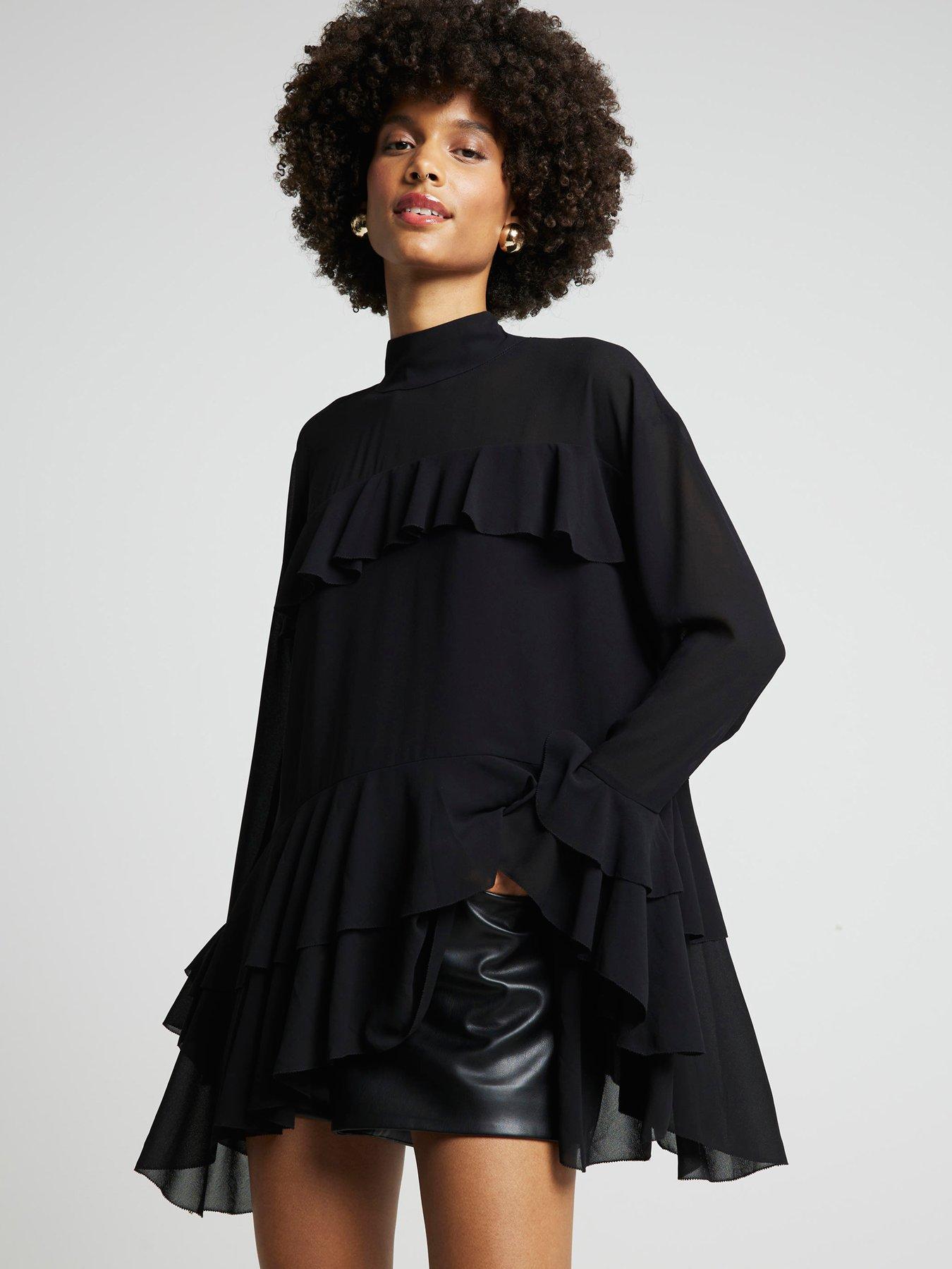 river-island-ruffle-detail-blouse-black