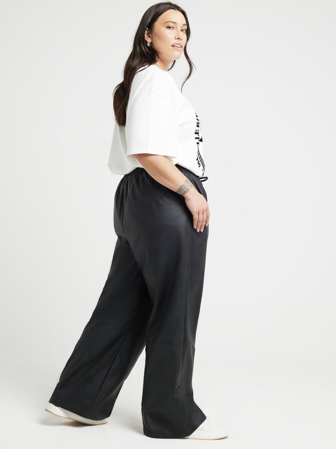 Image 2 of 6 of RI Plus Faux Leather Pull On Trousers - Black