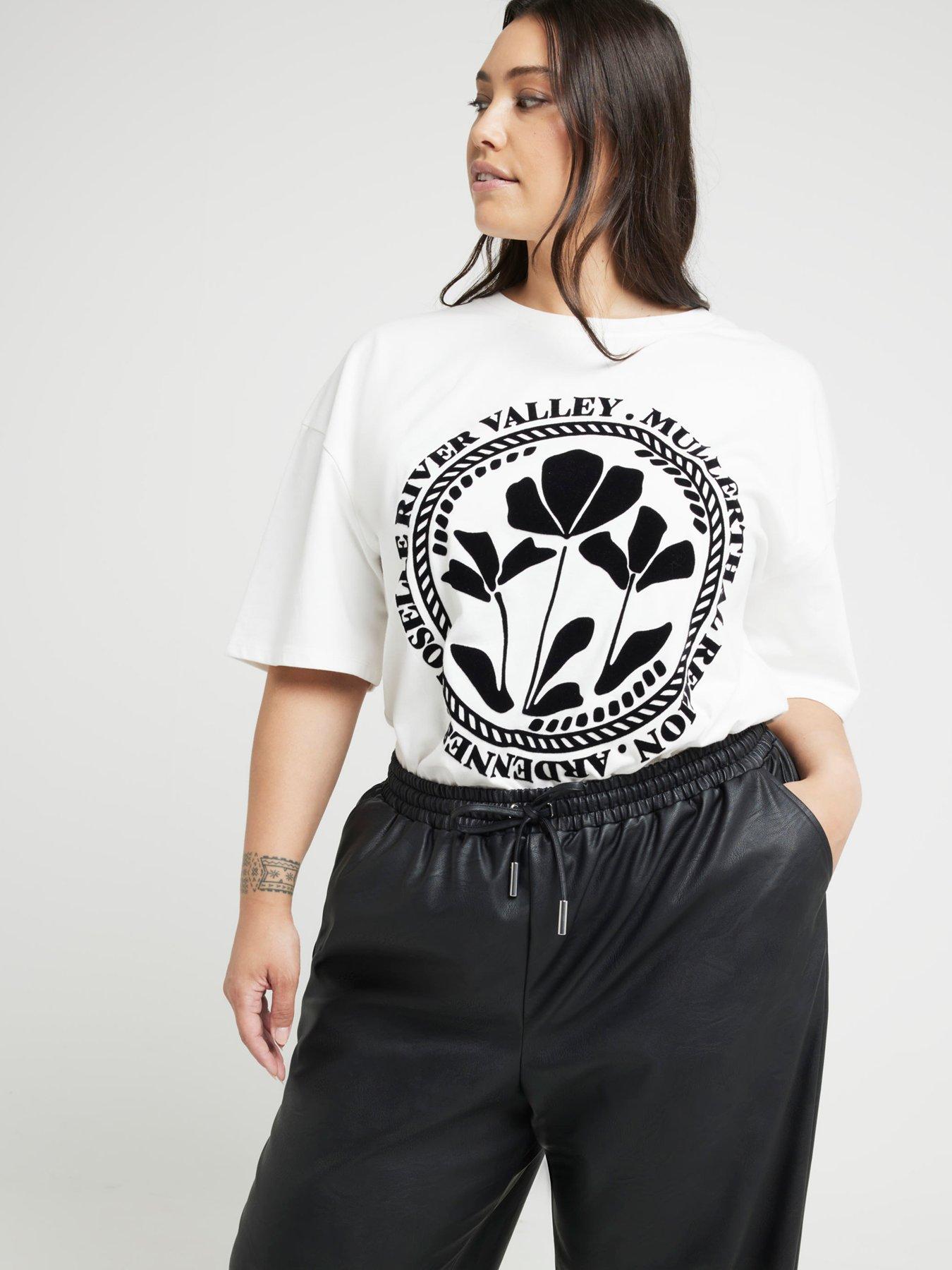 Image 4 of 6 of RI Plus Faux Leather Pull On Trousers - Black