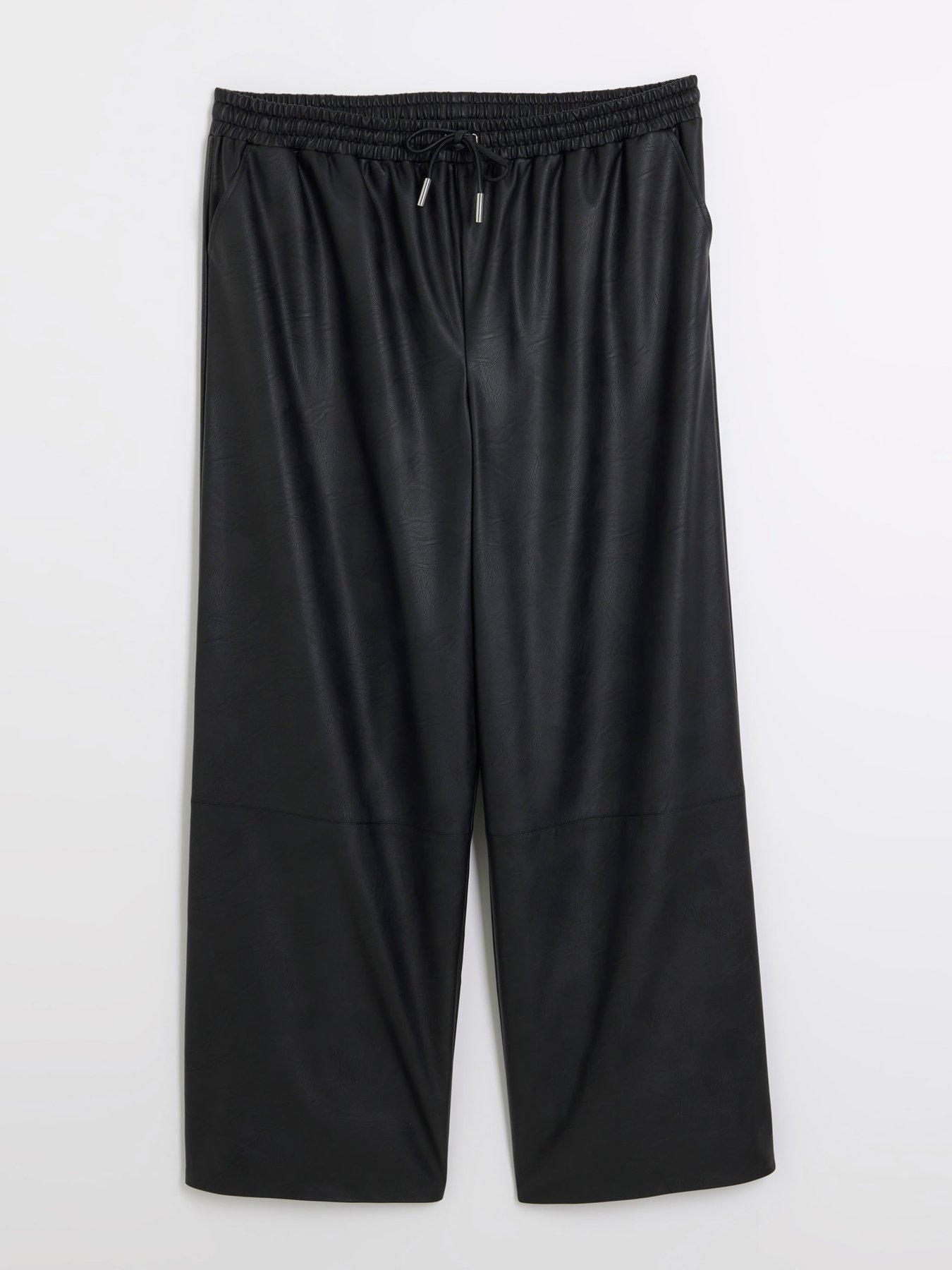 Image 5 of 6 of RI Plus Faux Leather Pull On Trousers - Black