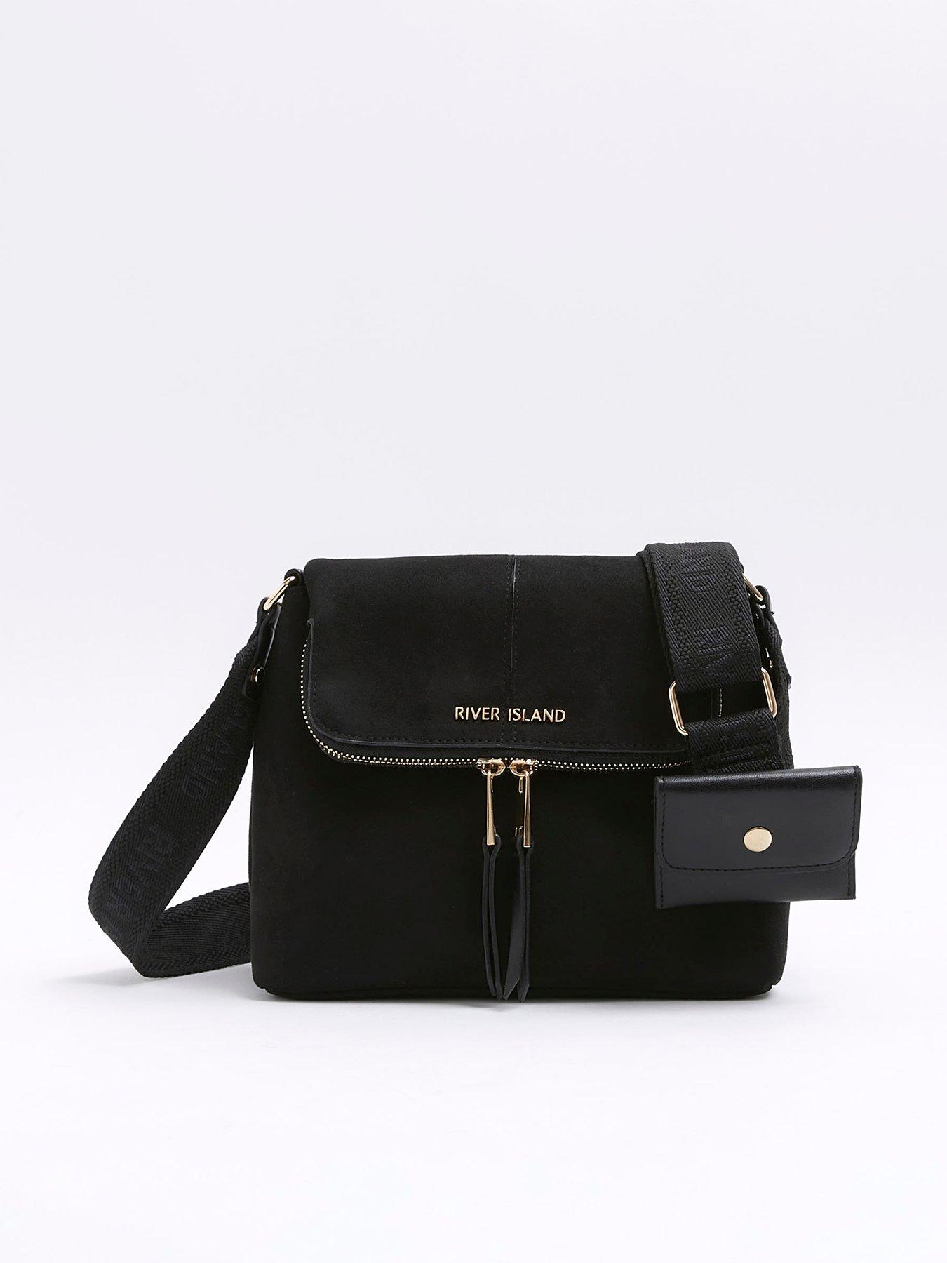 river-island-suedette-zip-messenger-black