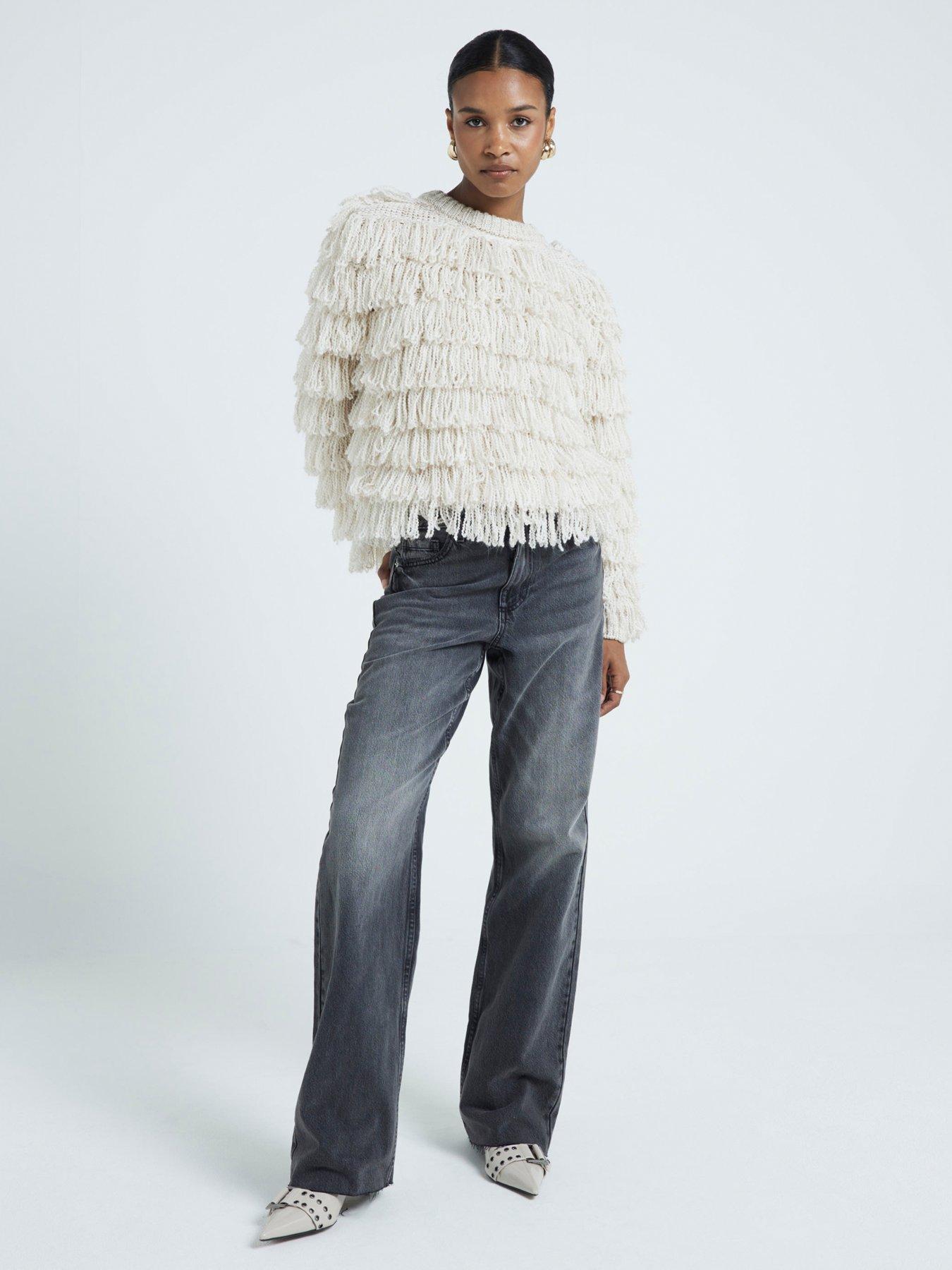 river-island-fringed-cable-knit-jumper-creamback