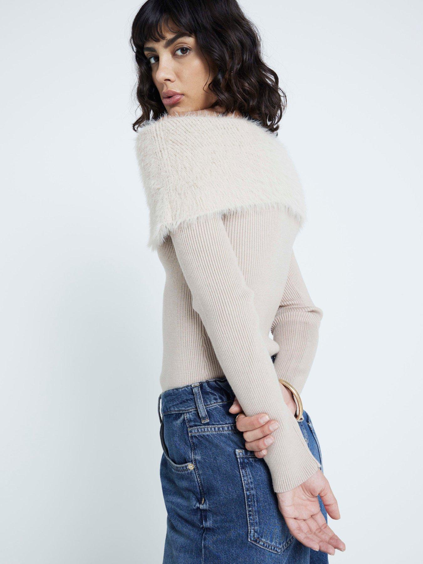 river-island-bardot-fluffy-jumper-beigestillFront