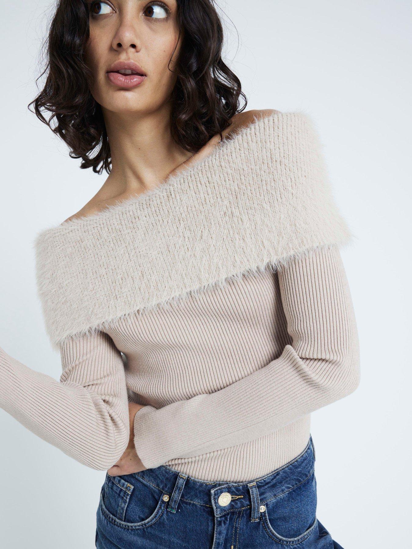 river-island-bardot-fluffy-jumper-beigeoutfit