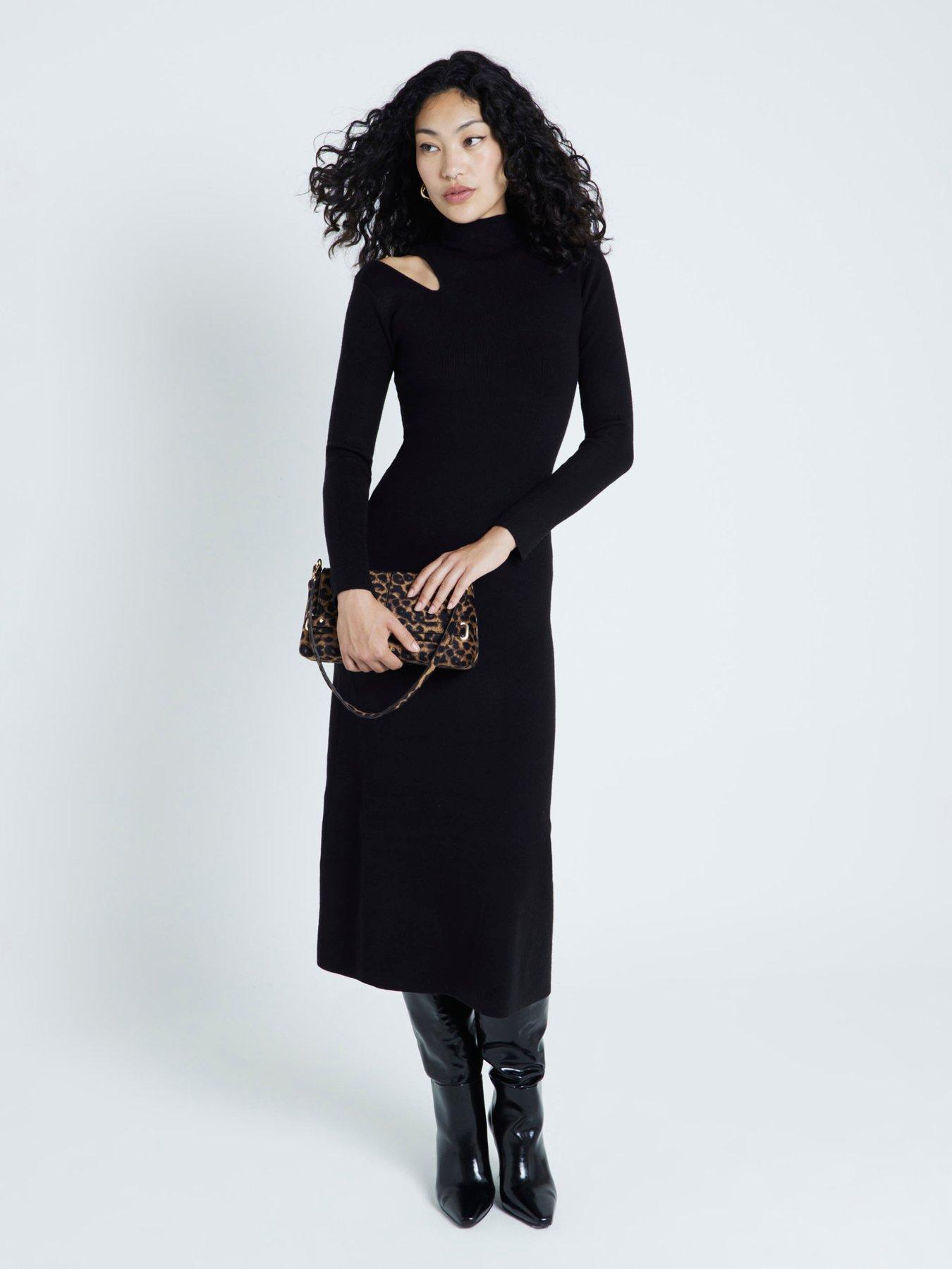 river-island-high-neck-cut-out-midi-dress-blackfront