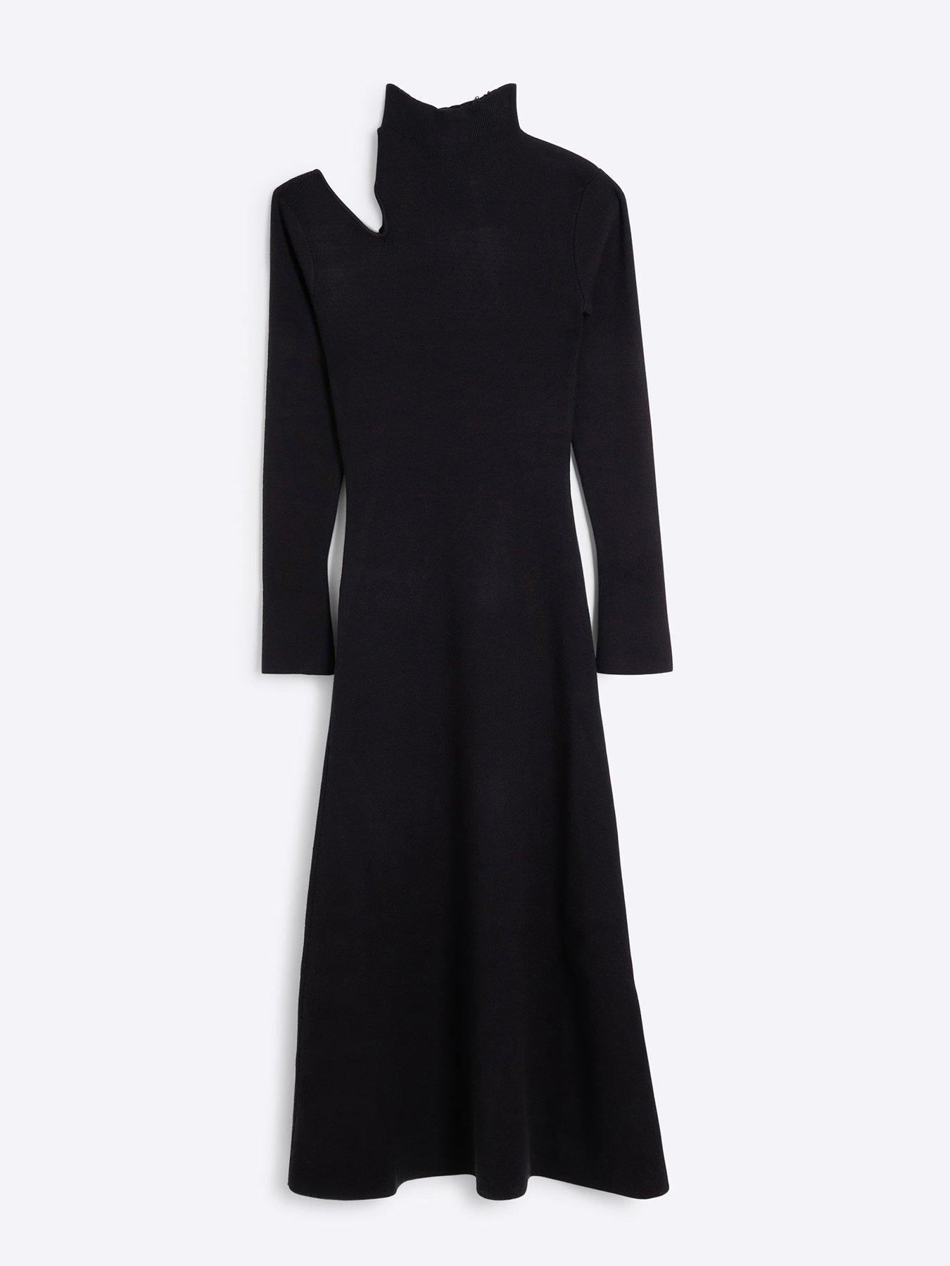 river-island-high-neck-cut-out-midi-dress-blackoutfit