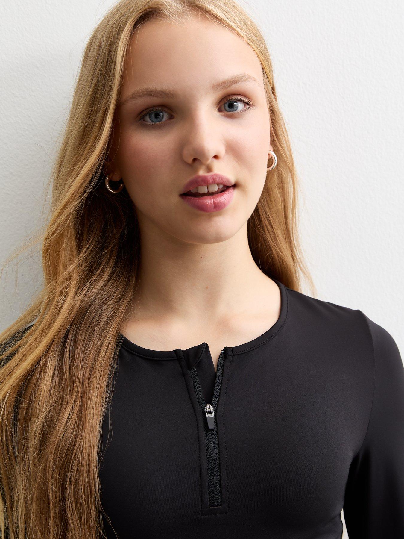 new-look-915-girls-long-sleeve-half-zip-top-blackoutfit