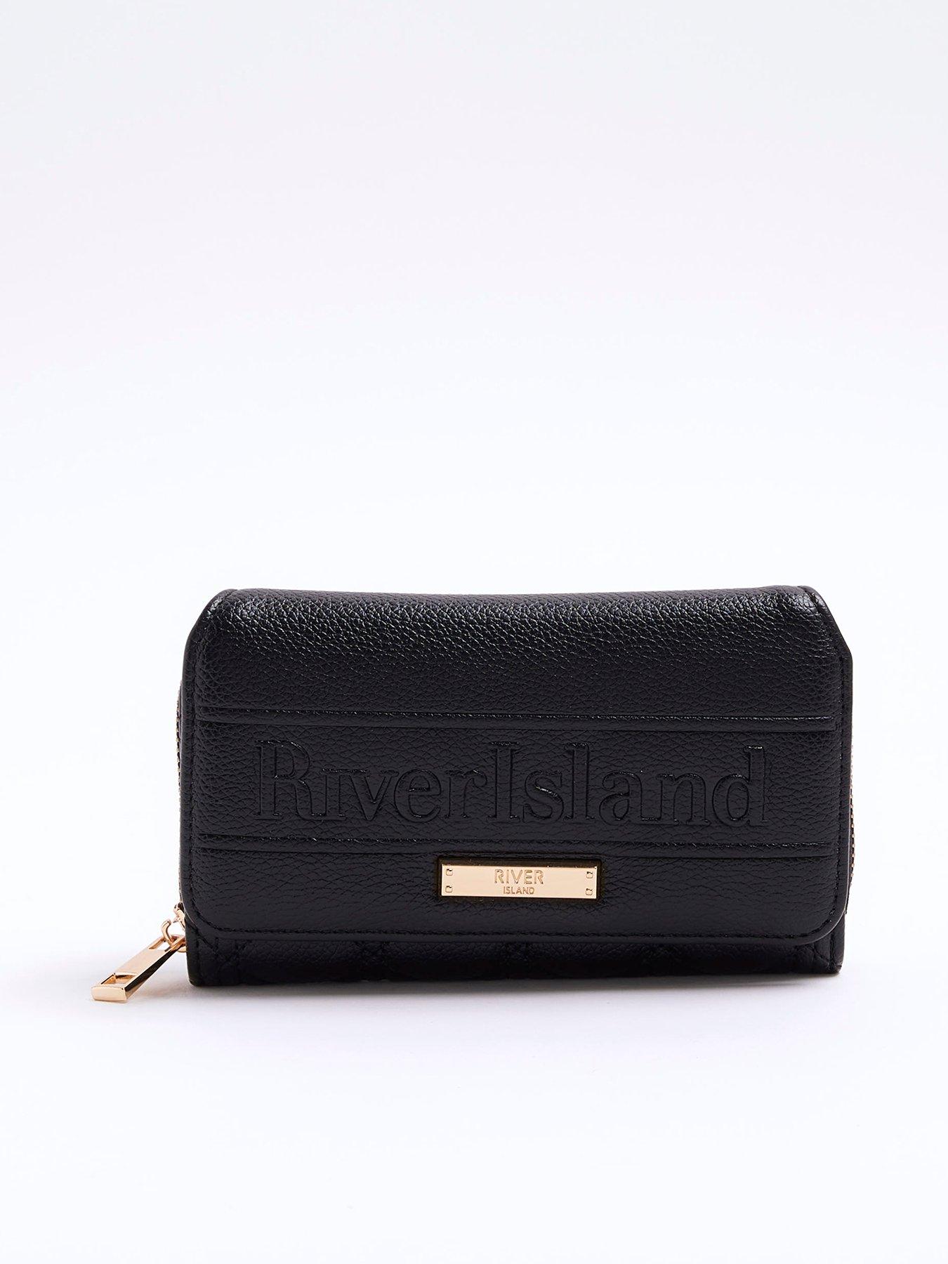 river-island-embossed-zip-around-purse-blackfront